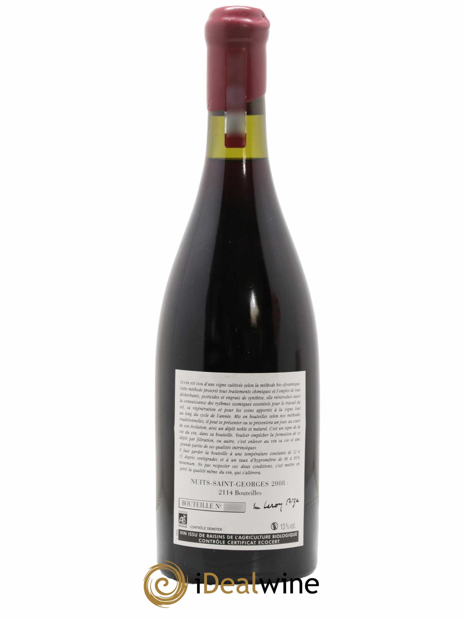 Nuits-Saint-Georges Leroy (Domaine) 2008 - Lot de 1 bouteille - 1