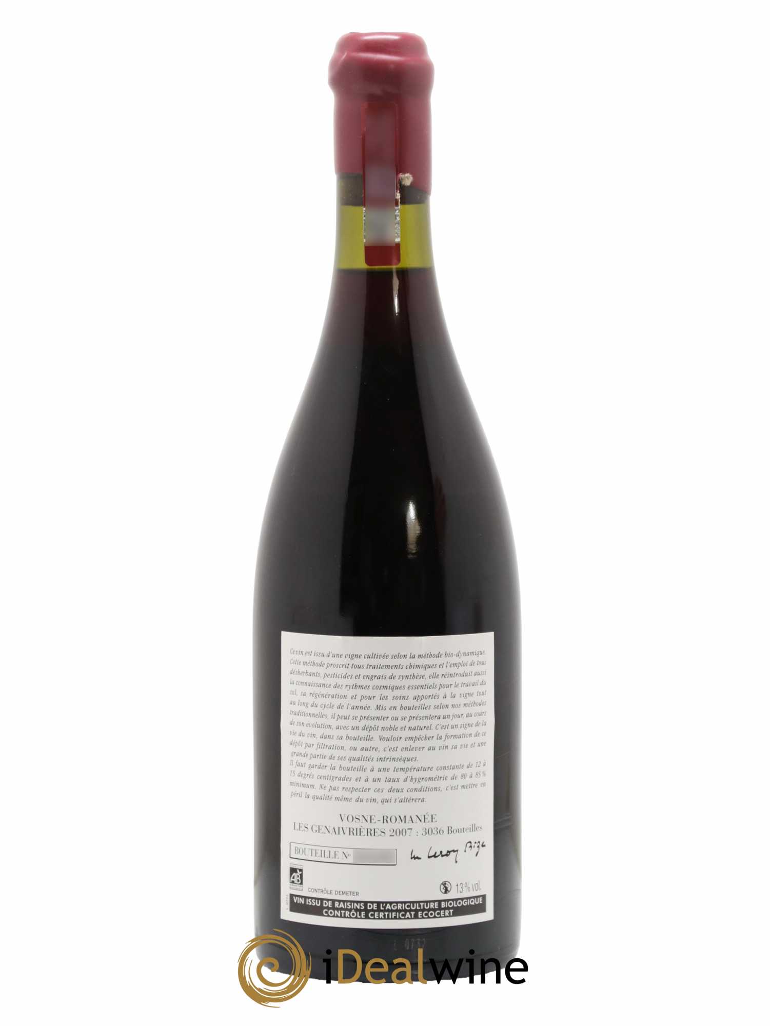 Vosne-Romanée Les Genaivrières Leroy (Domaine) 2007 - Lot de 1 bouteille - 1