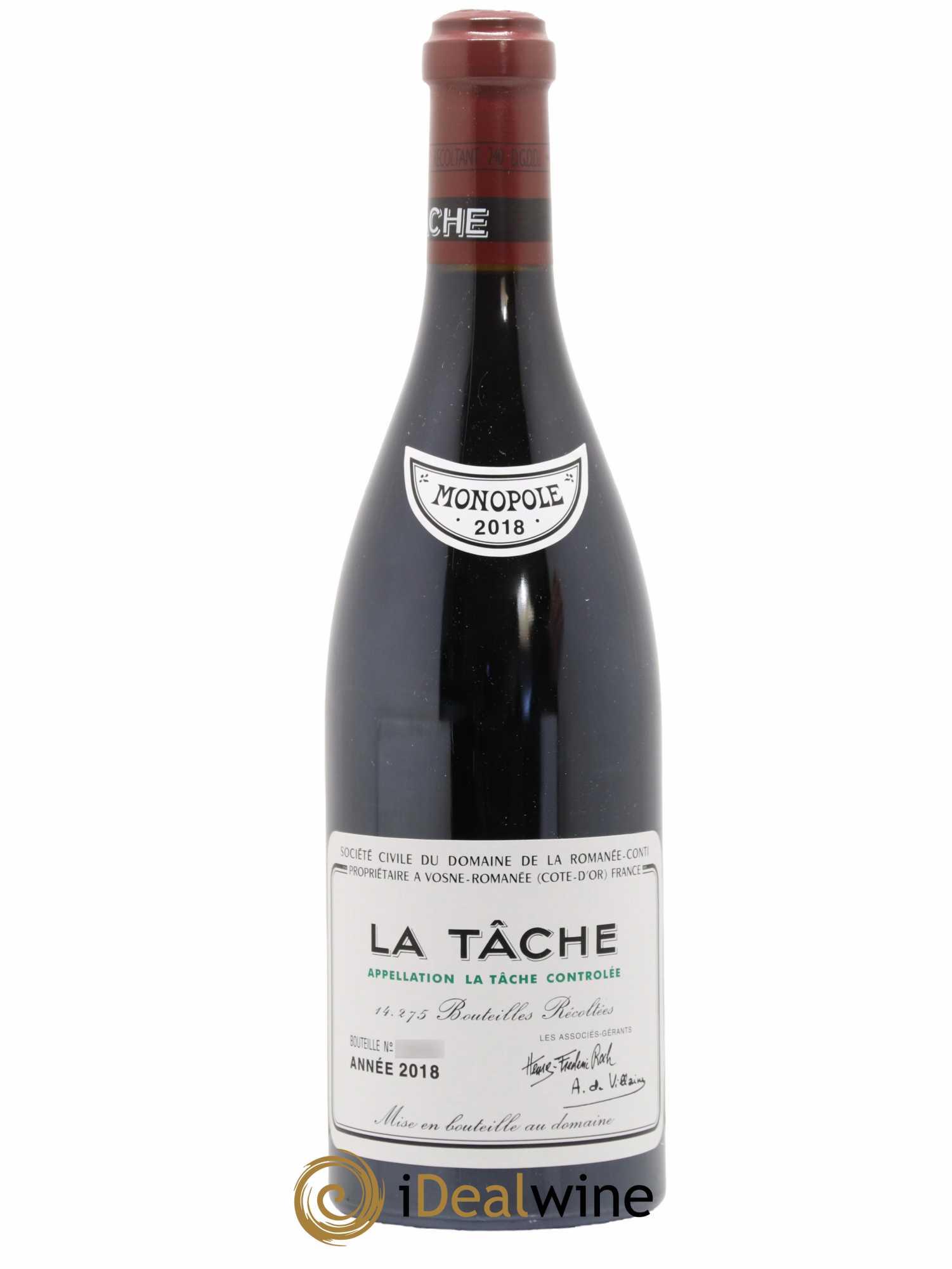 La Tâche Grand Cru Domaine de la Romanée-Conti 2018 - Lot de 1 bouteille - 0
