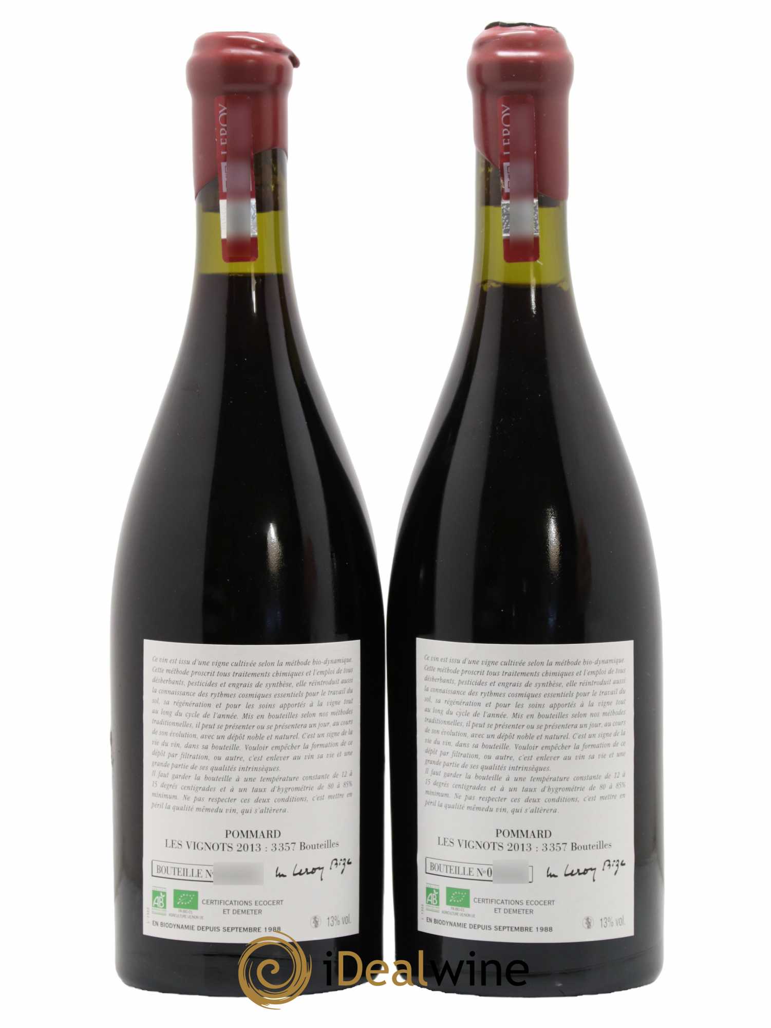 Pommard Les Vignots Leroy (Domaine) 2013 - Lot de 2 bouteilles - 1