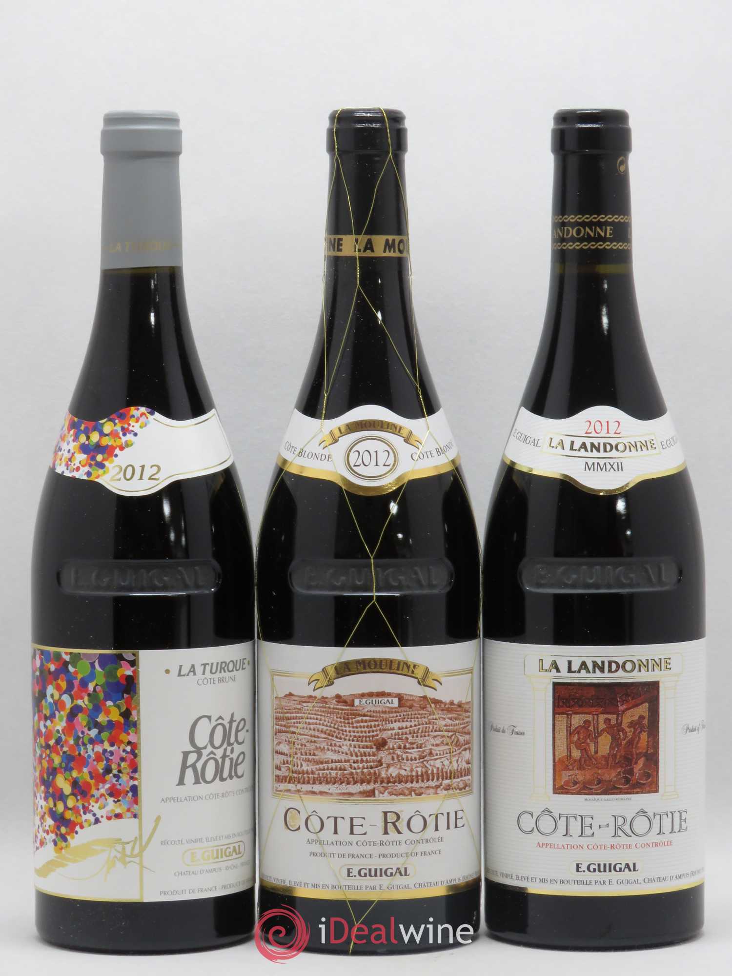 Côte-Rôtie Guigal Trilogie La Turque - La Landonne - La Mouline 2012 - Lot de 3 bouteilles - 0