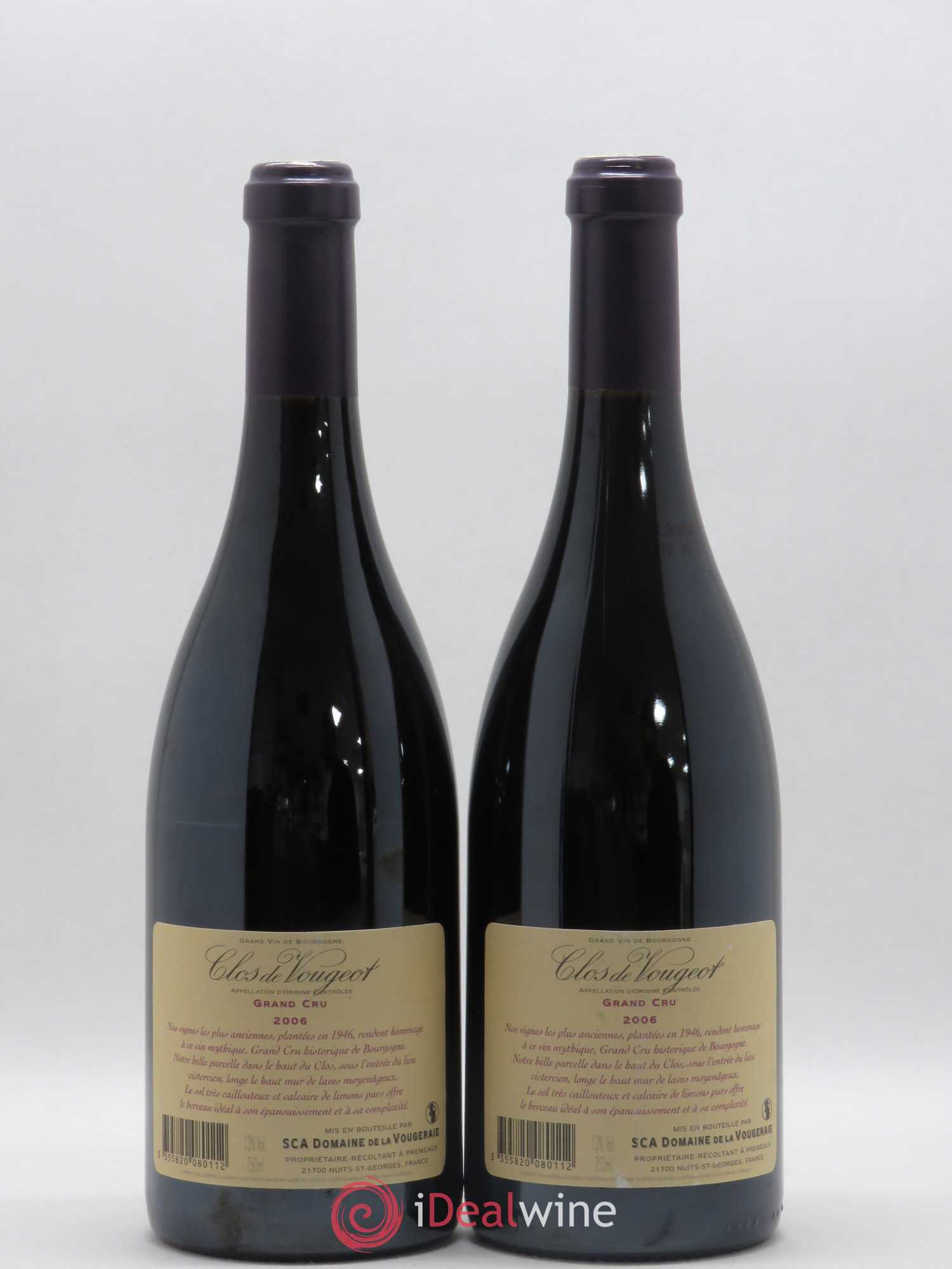 Clos de Vougeot Grand Cru La Vougeraie 2006 - Lot de 2 bouteilles - 1