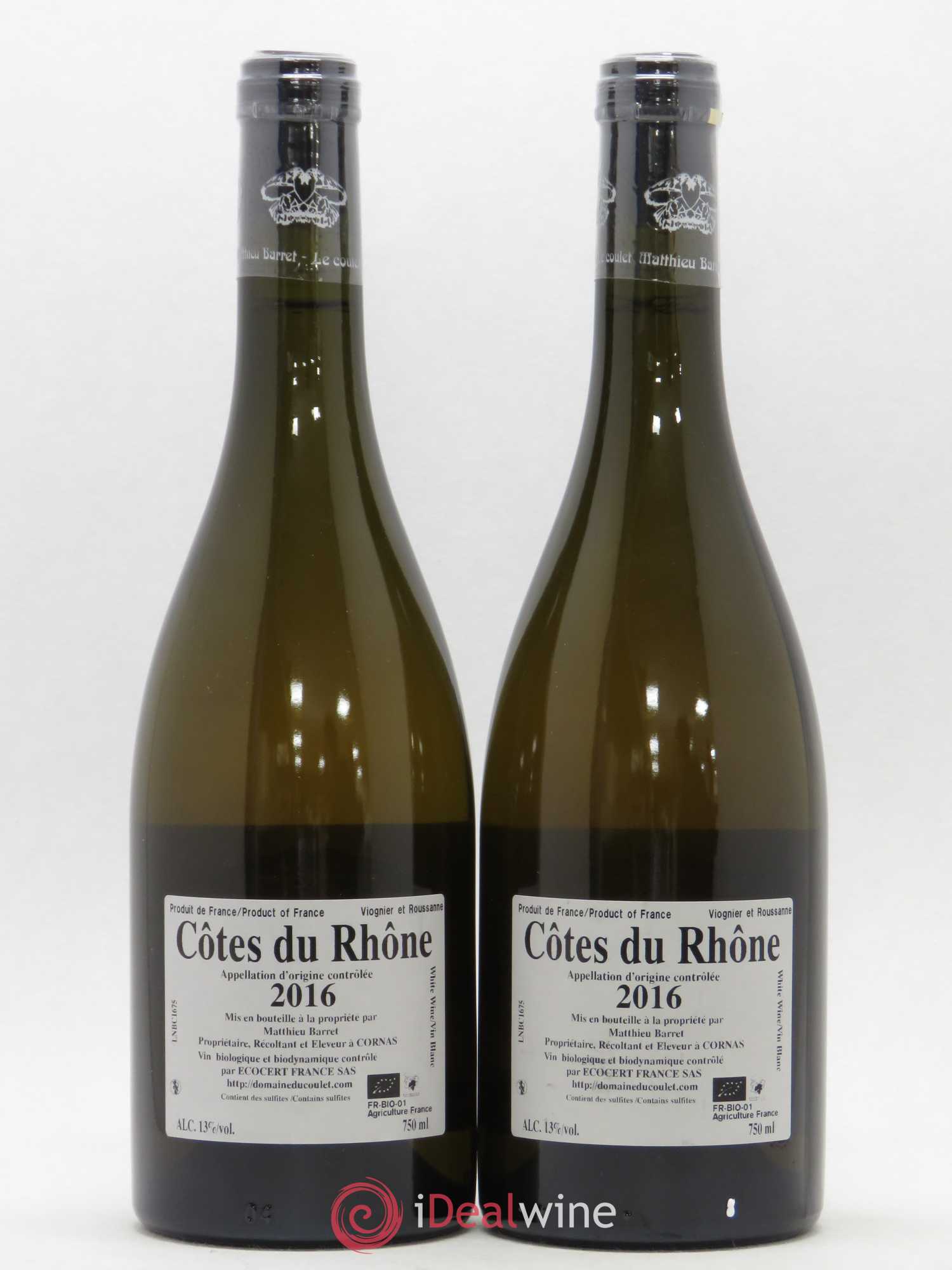 Côtes-du-Rhône Brise Cailloux Coulet (Domaine du) - Matthieu Barret 2016 - Lot de 2 bouteilles - 1