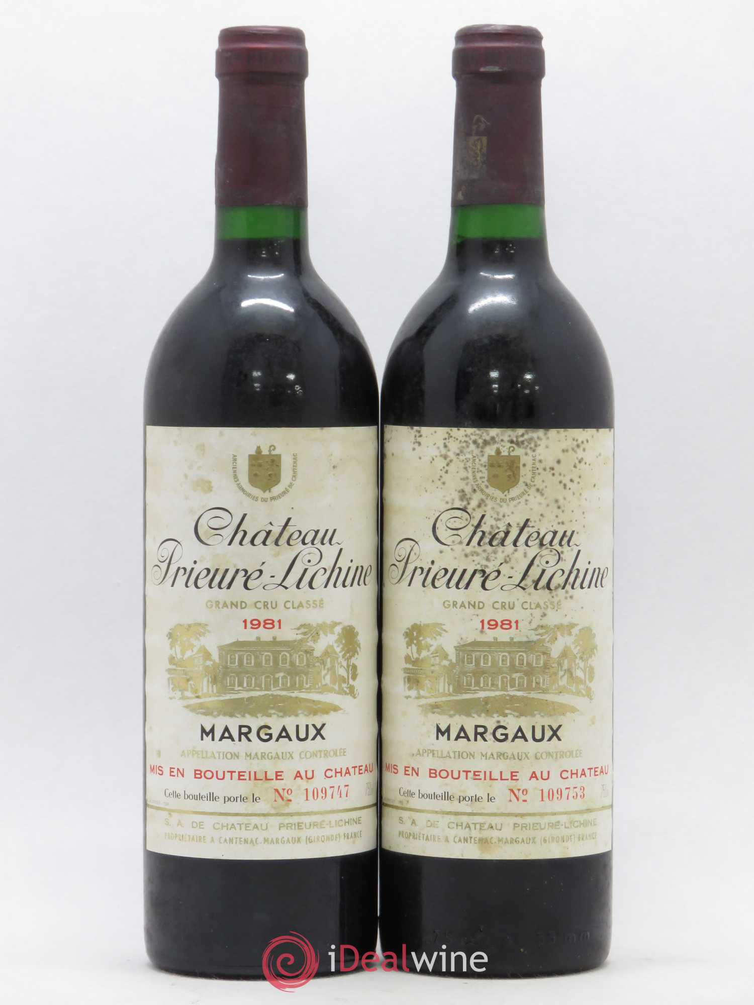 Château Prieuré Lichine 4ème Grand Cru Classé 1981 - Lot de 2 bouteilles - 0