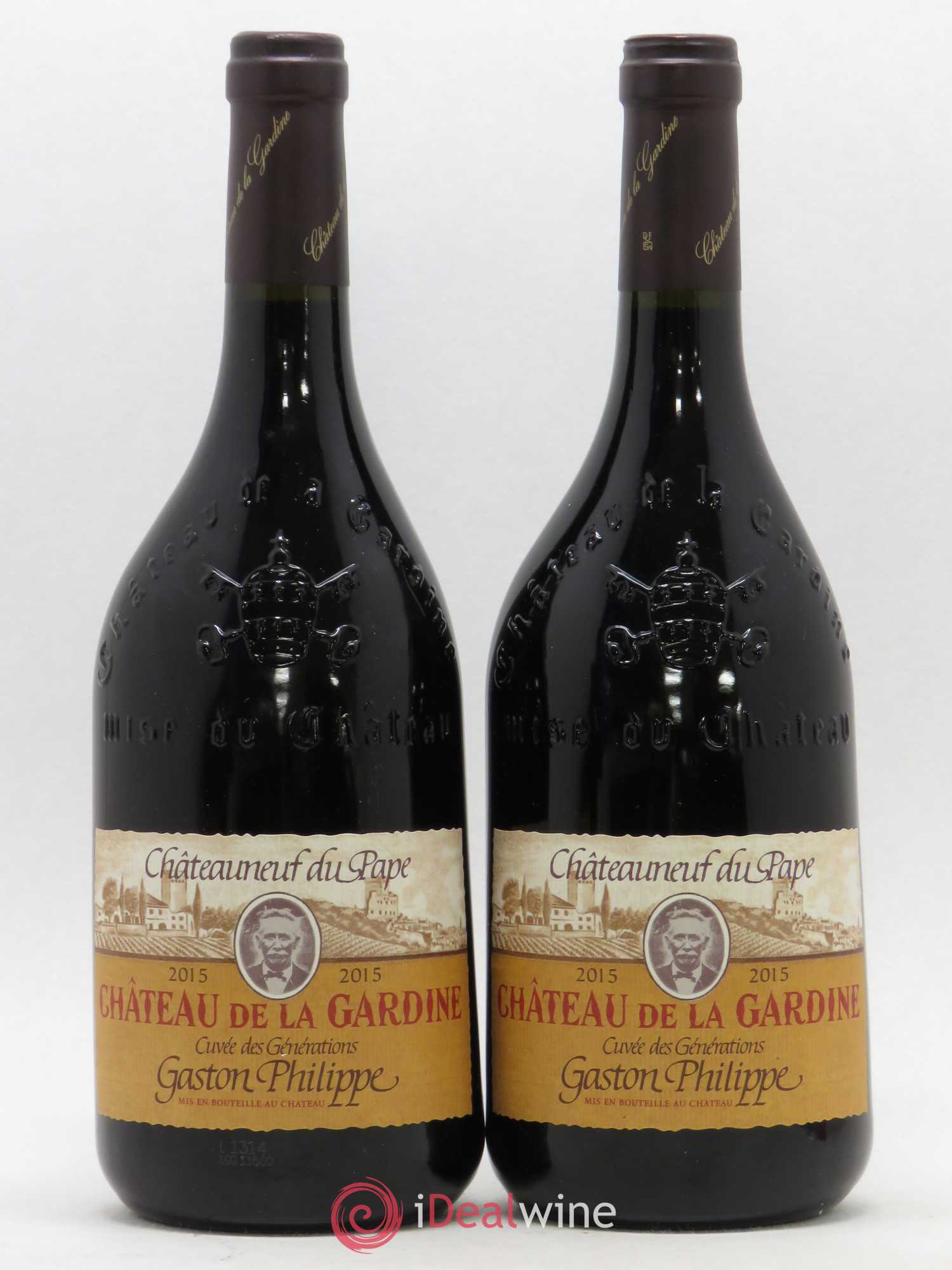Châteauneuf-du-Pape Château de La Gardine Cuvée des Générations Gaston Philippe Famille Brunel Gaston Philippe 2015 - Lot de 2 bouteilles - 0