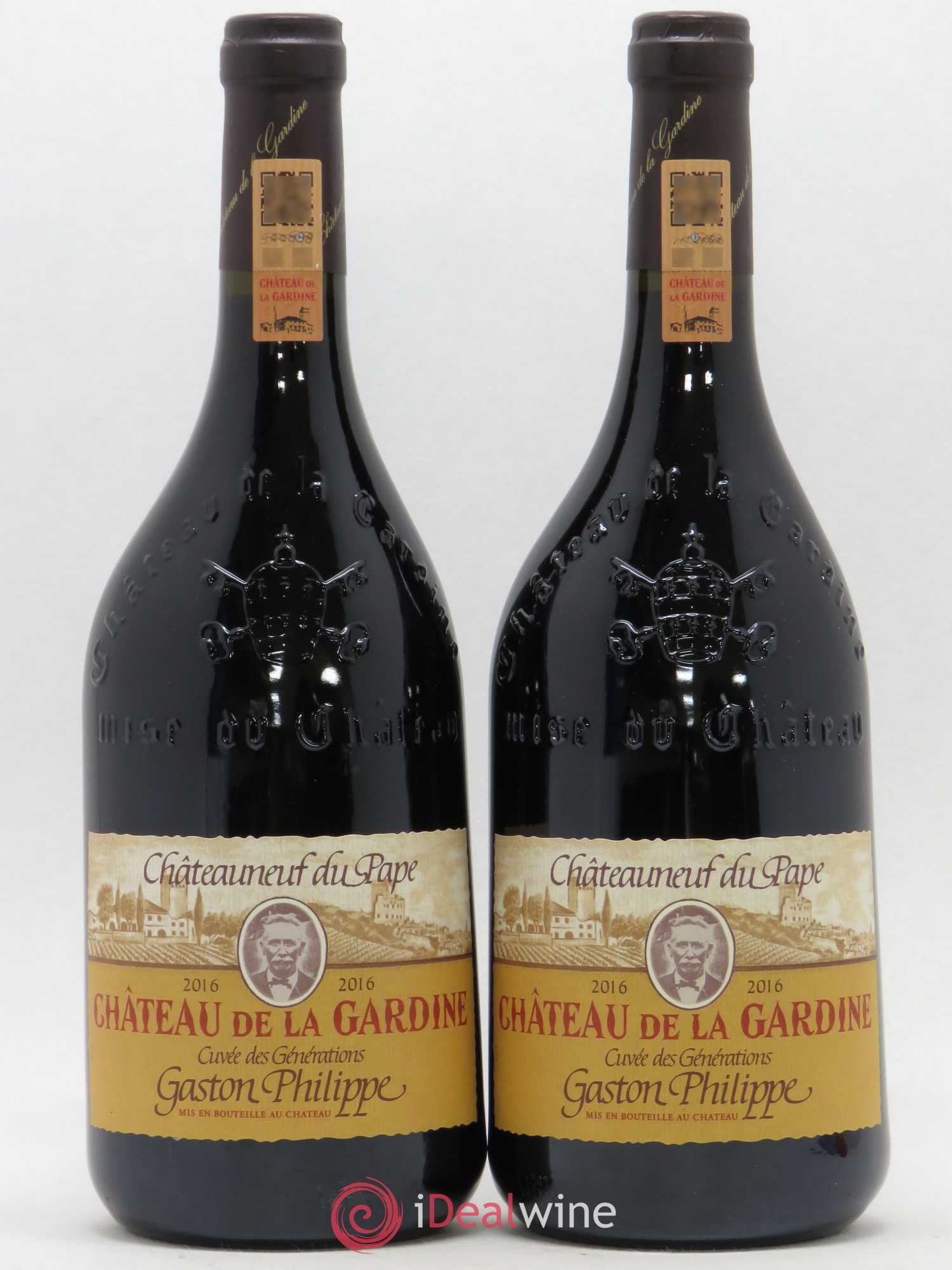Châteauneuf-du-Pape Château de La Gardine Cuvée des Générations Gaston Philippe Famille Brunel Gaston Philippe 2016 - Lot de 2 bouteilles - 0