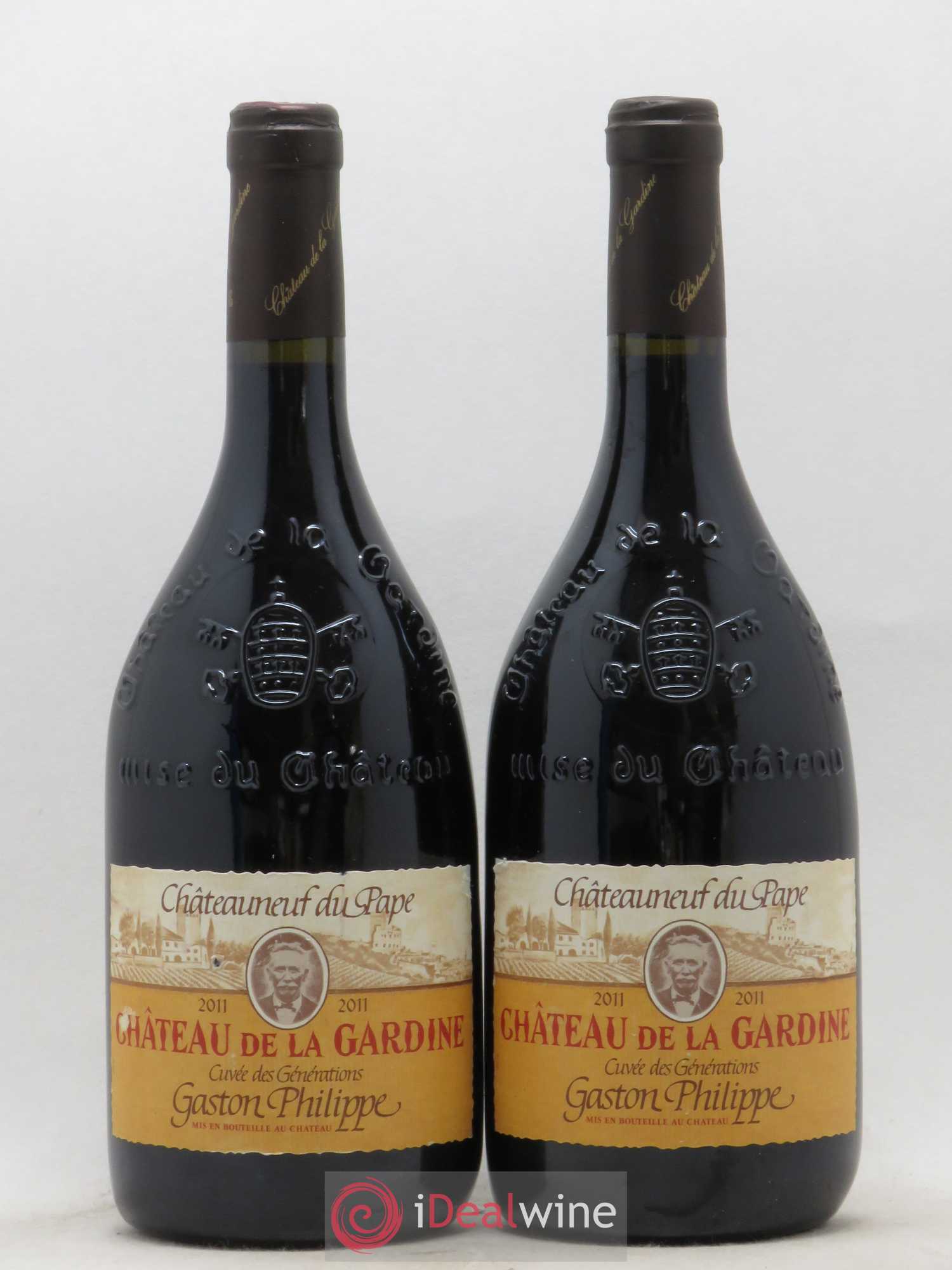 Châteauneuf-du-Pape Château de La Gardine Cuvée des Générations Gaston Philippe Famille Brunel 2011 - Lot de 2 bouteilles - 0