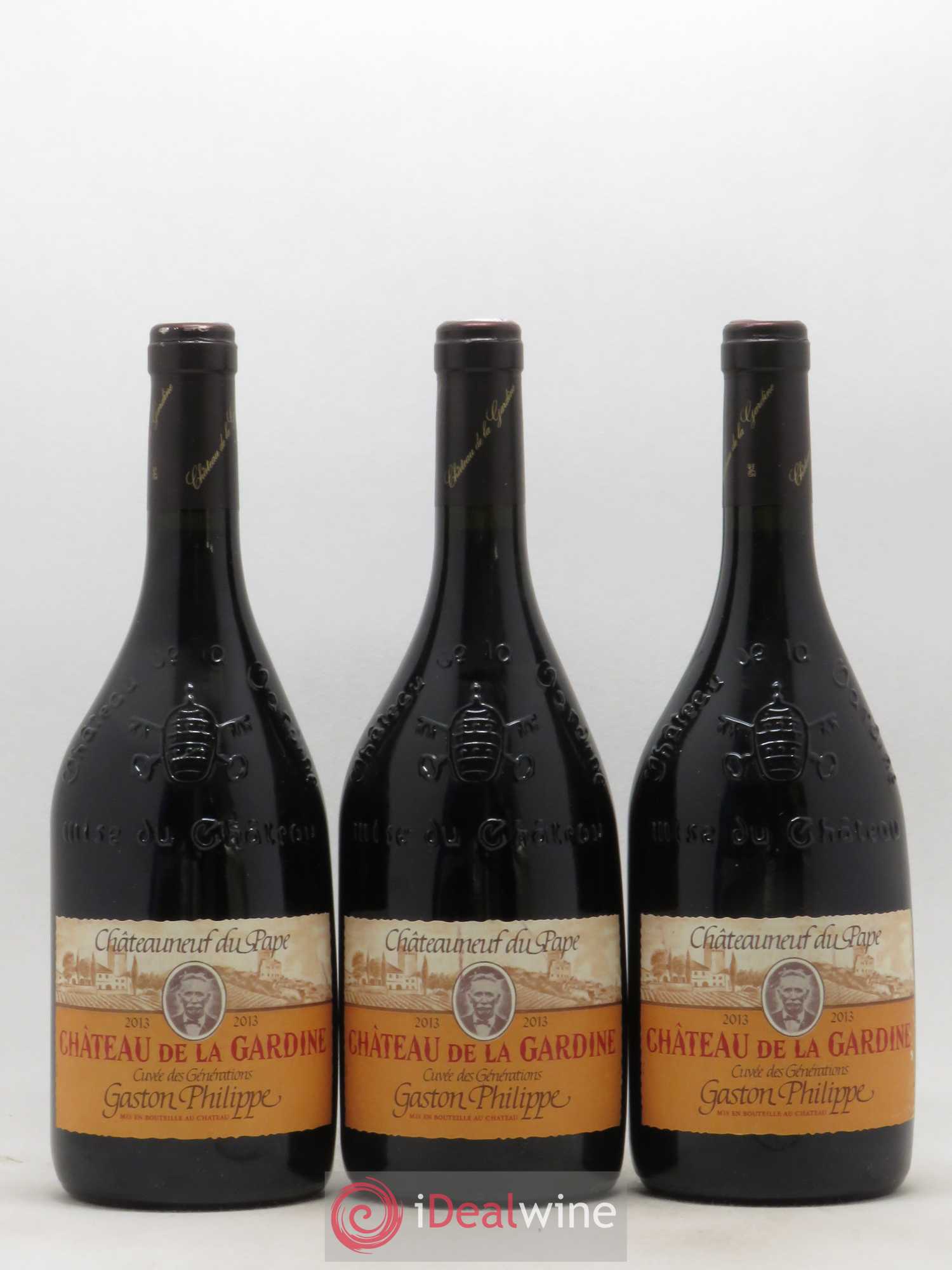 Châteauneuf-du-Pape Château de La Gardine Cuvée des Générations Gaston Philippe Famille Brunel 2013 - Lot de 3 bouteilles - 0