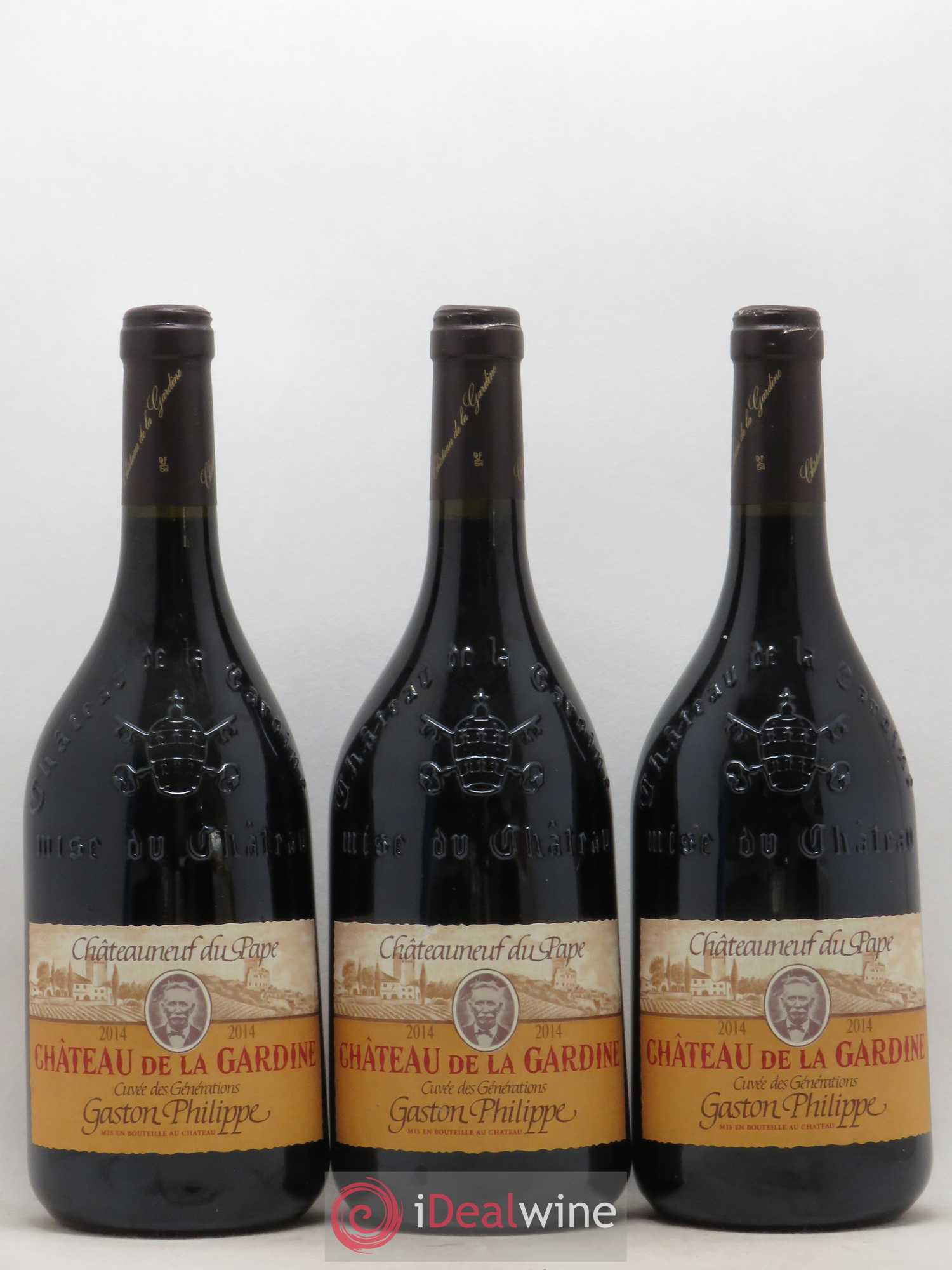 Châteauneuf-du-Pape Château de La Gardine Cuvée des Générations Gaston Philippe Famille Brunel 2014 - Lot de 3 bouteilles - 0