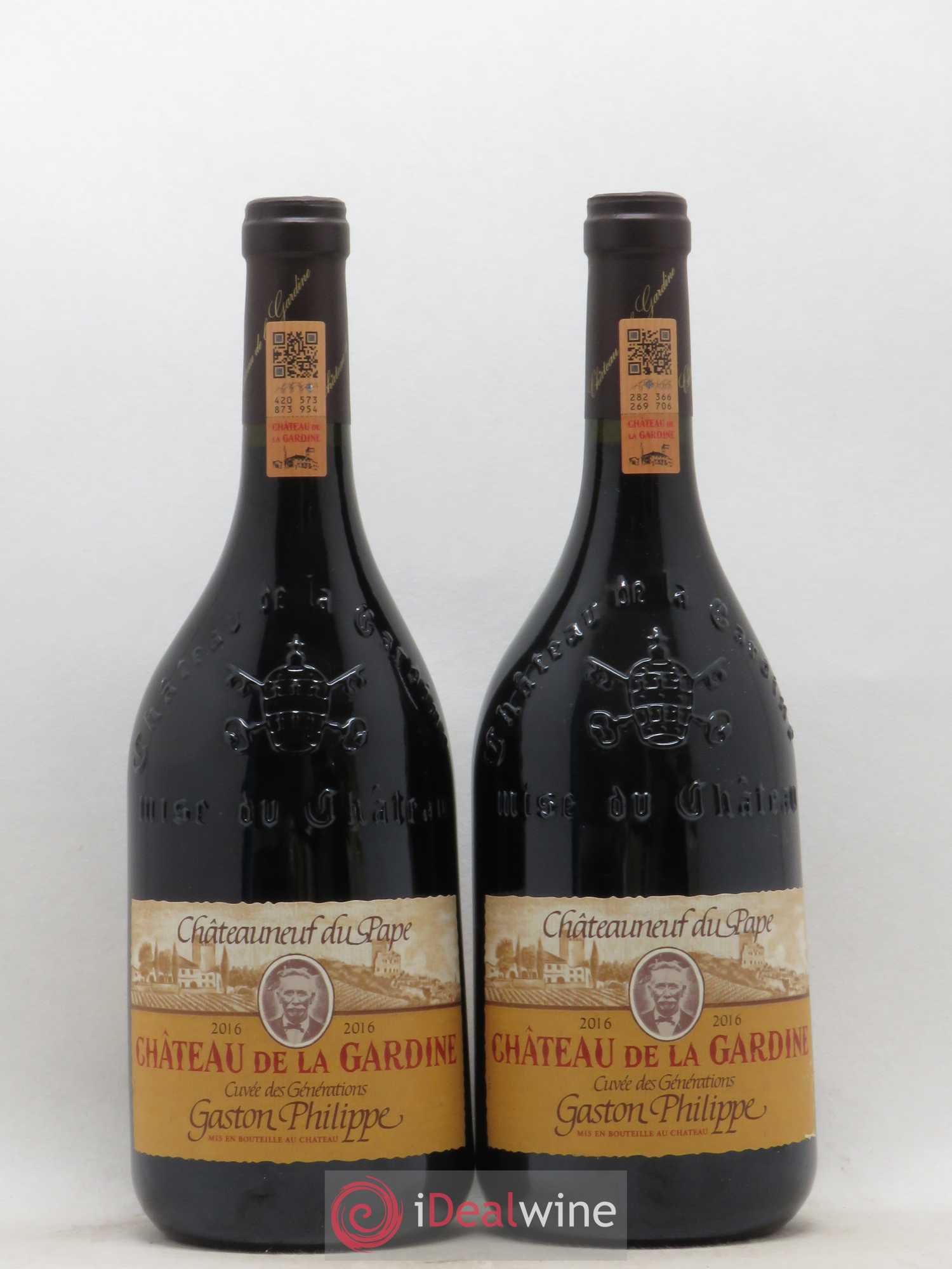 Châteauneuf-du-Pape Château de La Gardine Cuvée des Générations Gaston Philippe Famille Brunel 2016 - Lot de 2 bouteilles - 0