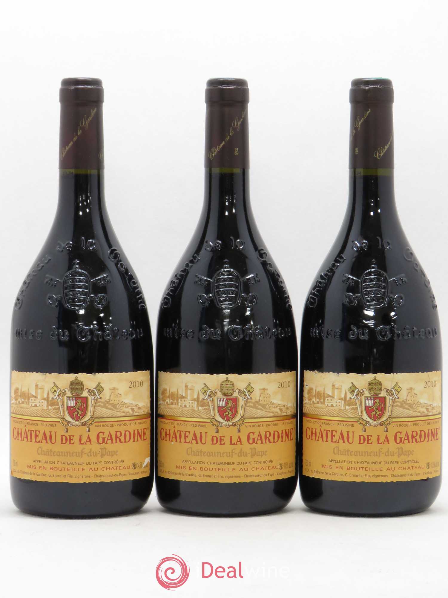 Châteauneuf-du-Pape Château de La Gardine Famille Brunel 2010 - Lot of 3 bottles - 0