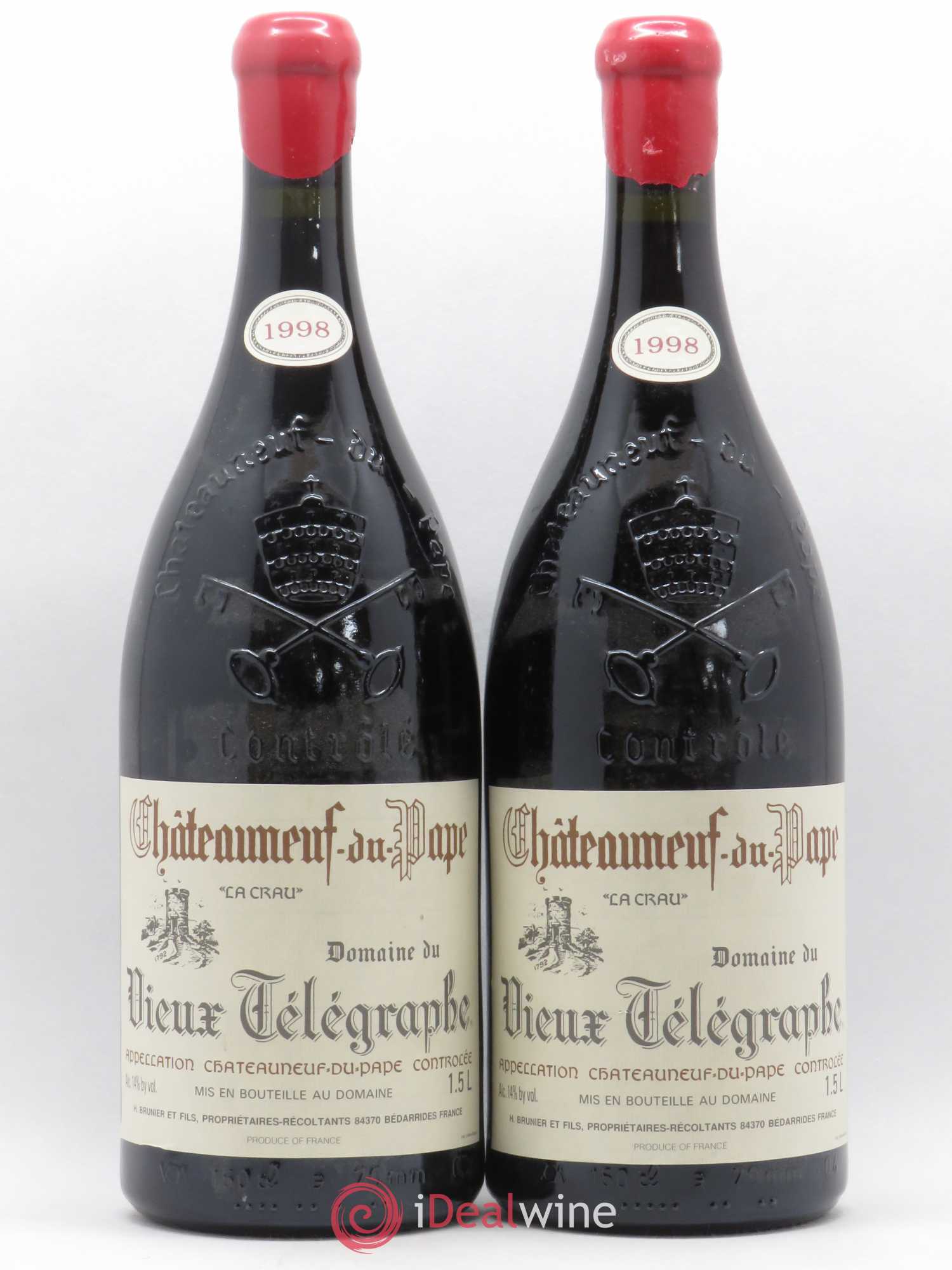 Châteauneuf-du-Pape Vieux Télégraphe (Domaine du) Vignobles Brunier 1998 - Lot de 2 magnums - 0