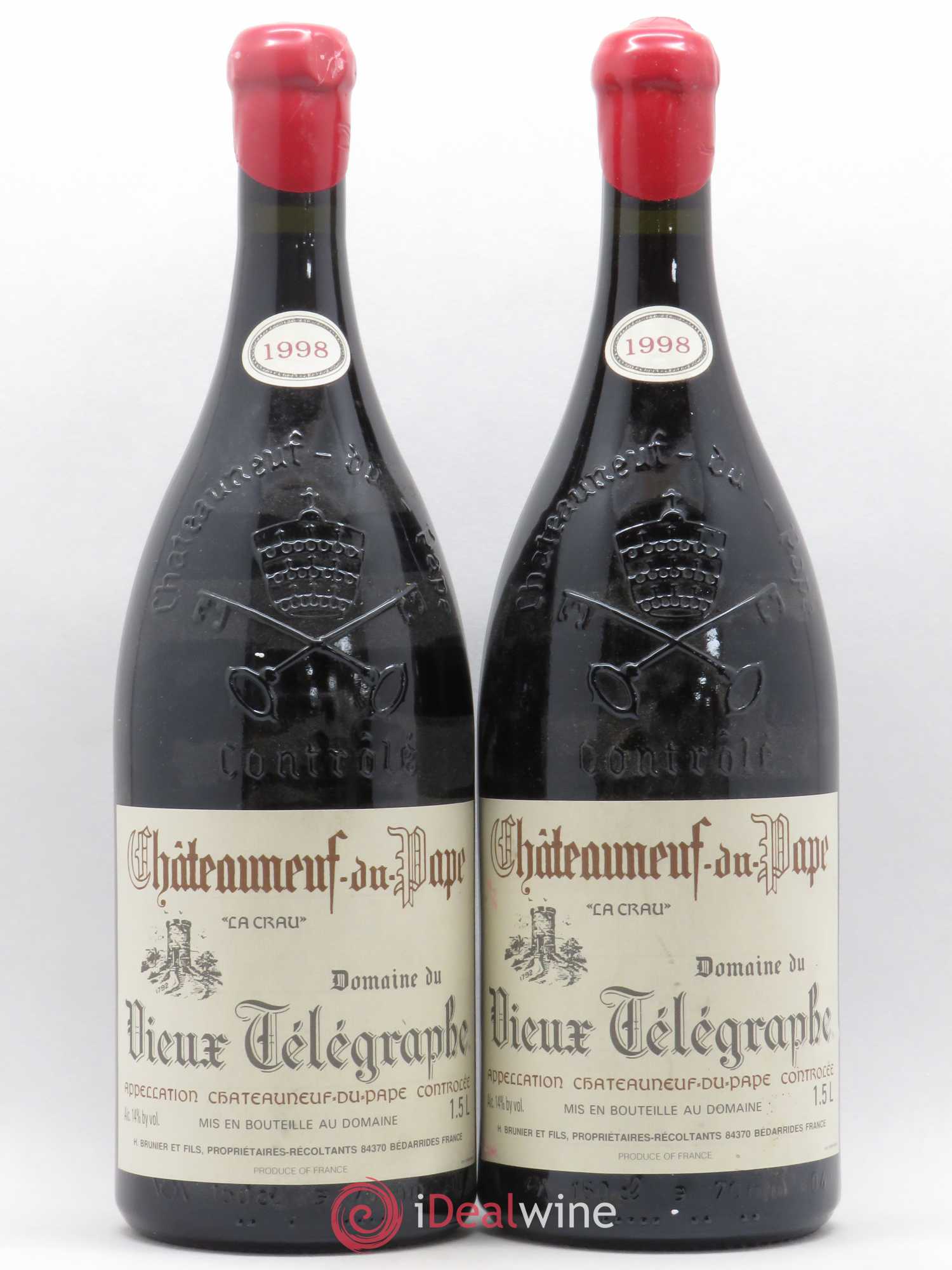Châteauneuf-du-Pape Vieux Télégraphe (Domaine du) Vignobles Brunier 1998 - Lot de 2 magnums - 0