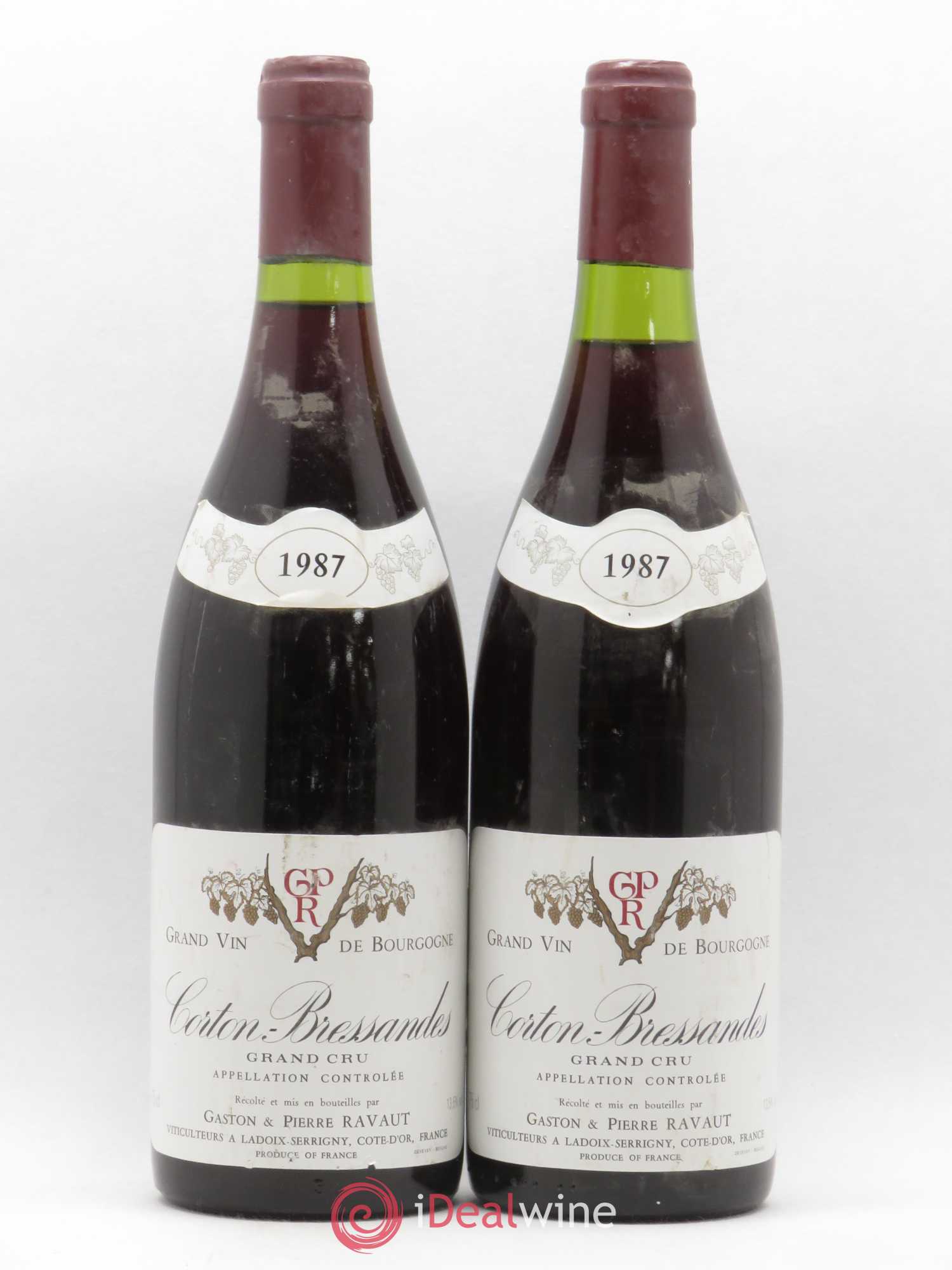 Corton Grand Cru Bressandes Domaine G&P Ravaut 1987 - Lot de 2 bouteilles - 0