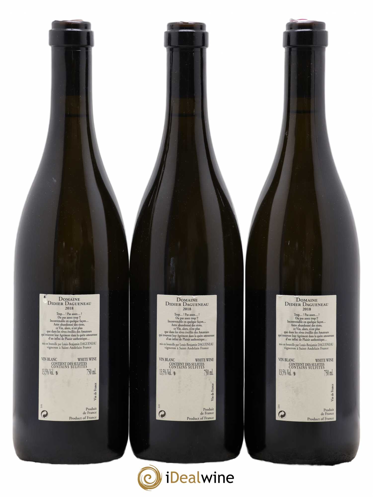 Vin de France (anciennement Pouilly-Fumé) Buisson Renard Dagueneau (Domaine Didier - Louis-Benjamin) 2018 - Lot de 3 bouteilles - 1