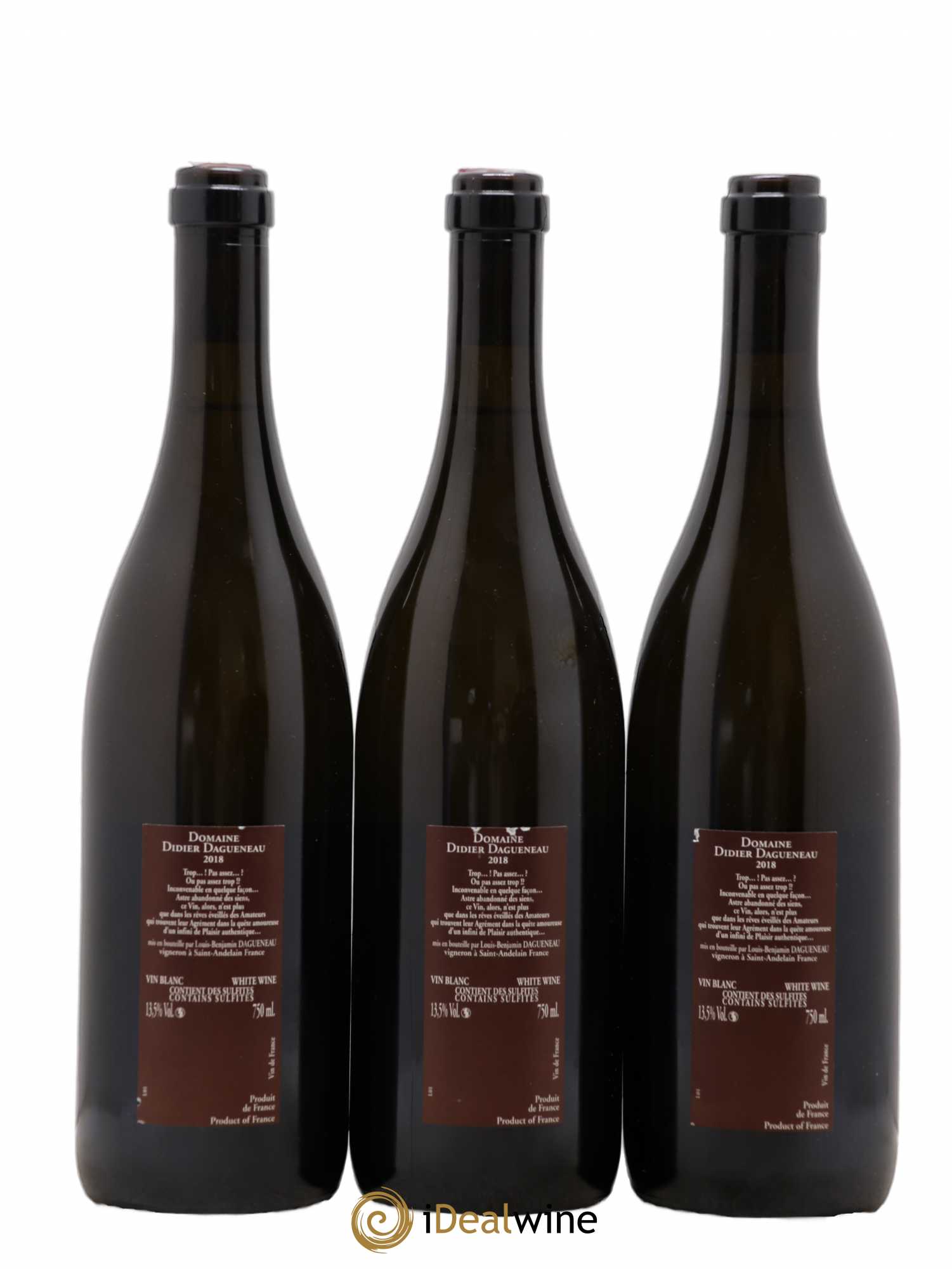 Vin de France (anciennement Pouilly-Fumé) Pur Sang Dagueneau (Domaine Didier - Louis-Benjamin) 2018 - Lot de 3 bouteilles - 1