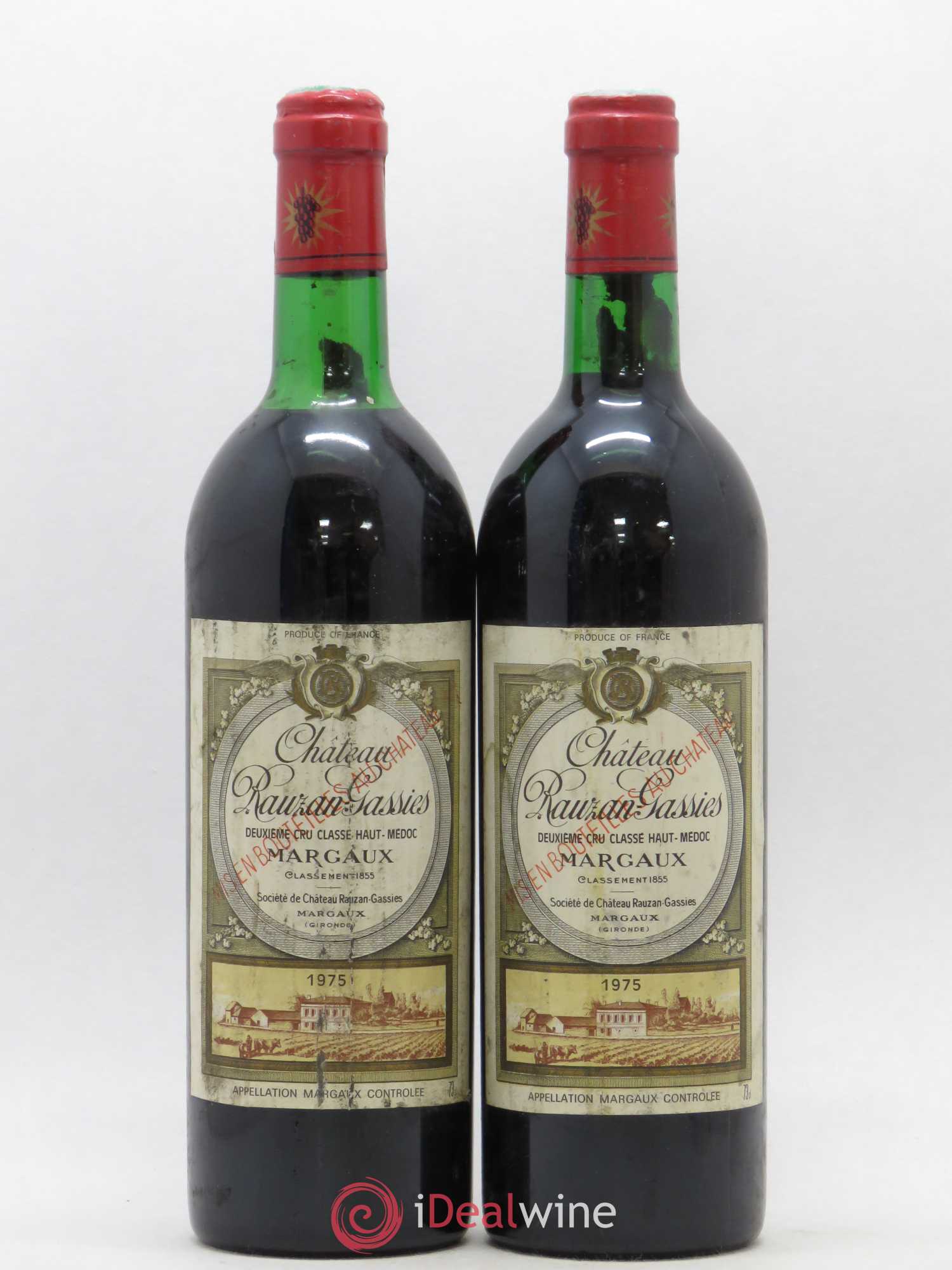 Château Rauzan-Gassies 2ème Grand Cru Classé 1975 - Lot de 2 bouteilles - 0