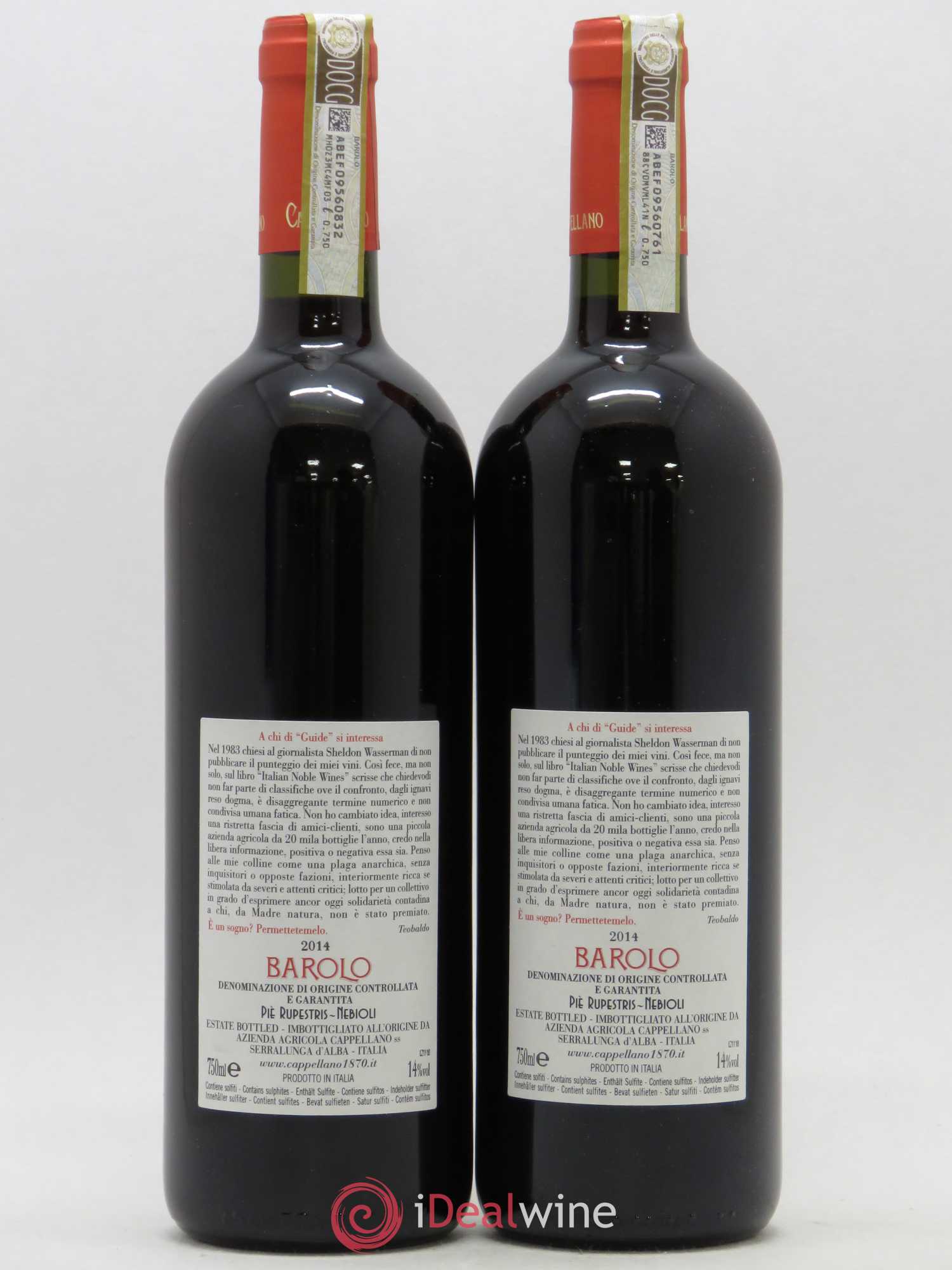Barolo DOCG Cappellano Pie Rupestris 2014 - Lotto di 2 bottiglie - 1