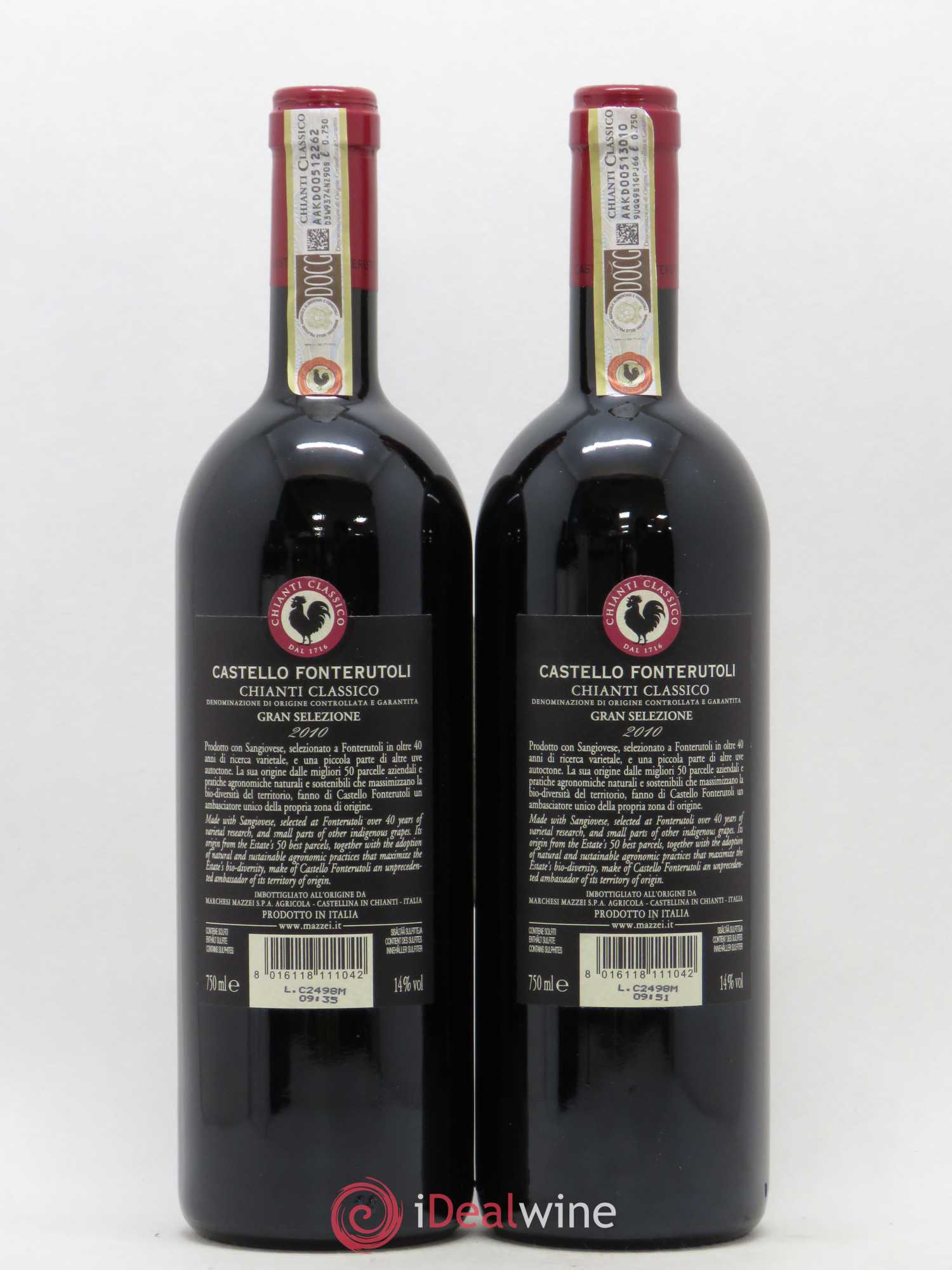 Chianti Classico DOCG Gran Selezione Mazzei Castello Fonterutoli 2010 - Posten von 2 Flaschen - 1