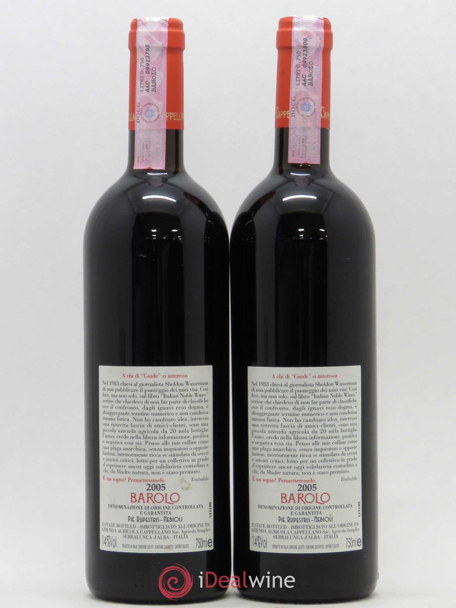 Barolo Cappellano Pie Rupestris 2005 - Lot de 2 bouteilles - 1