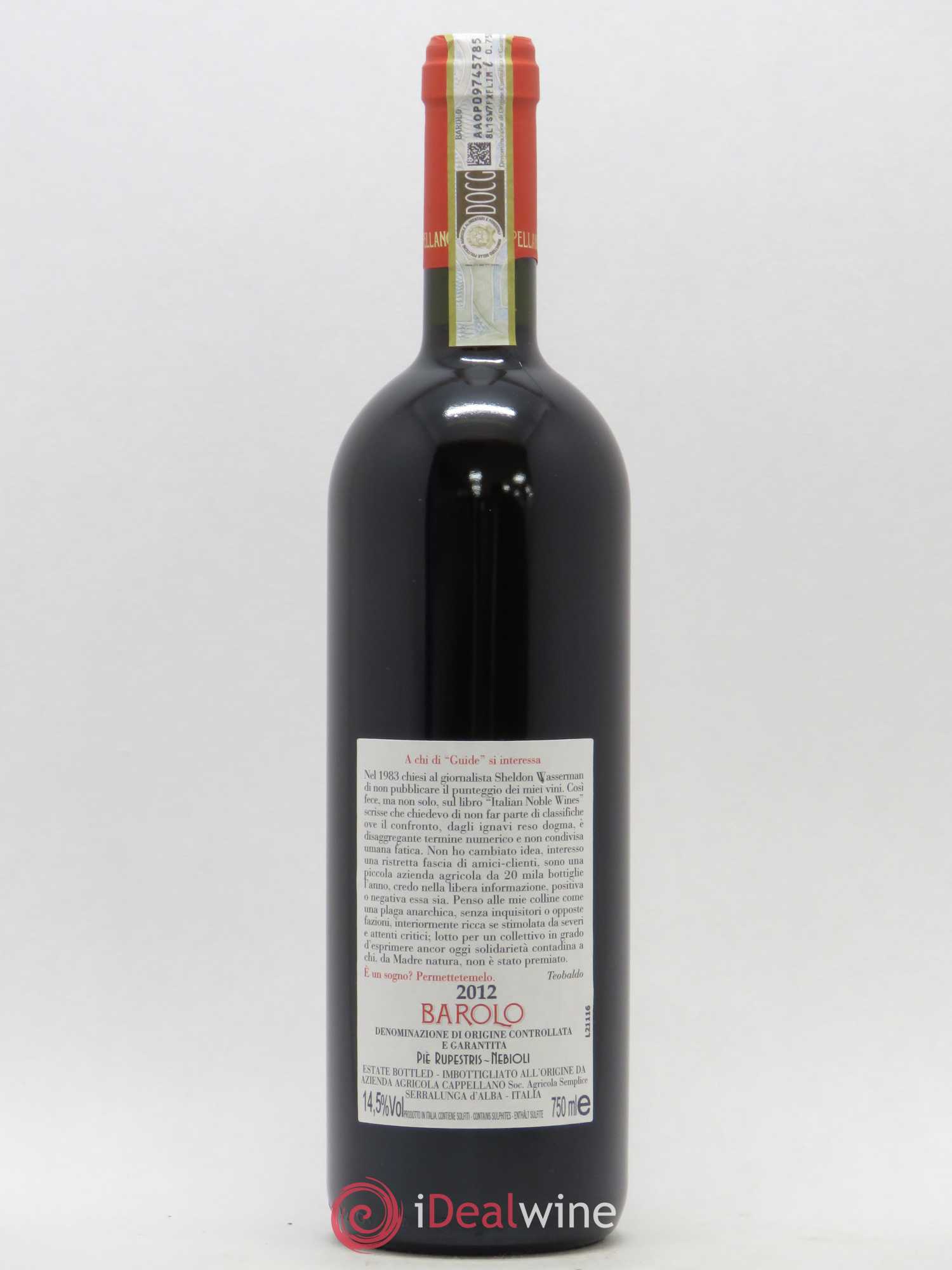 Barolo Cappellano Pie Rupestris 2012 - Lot de 1 bouteille - 1