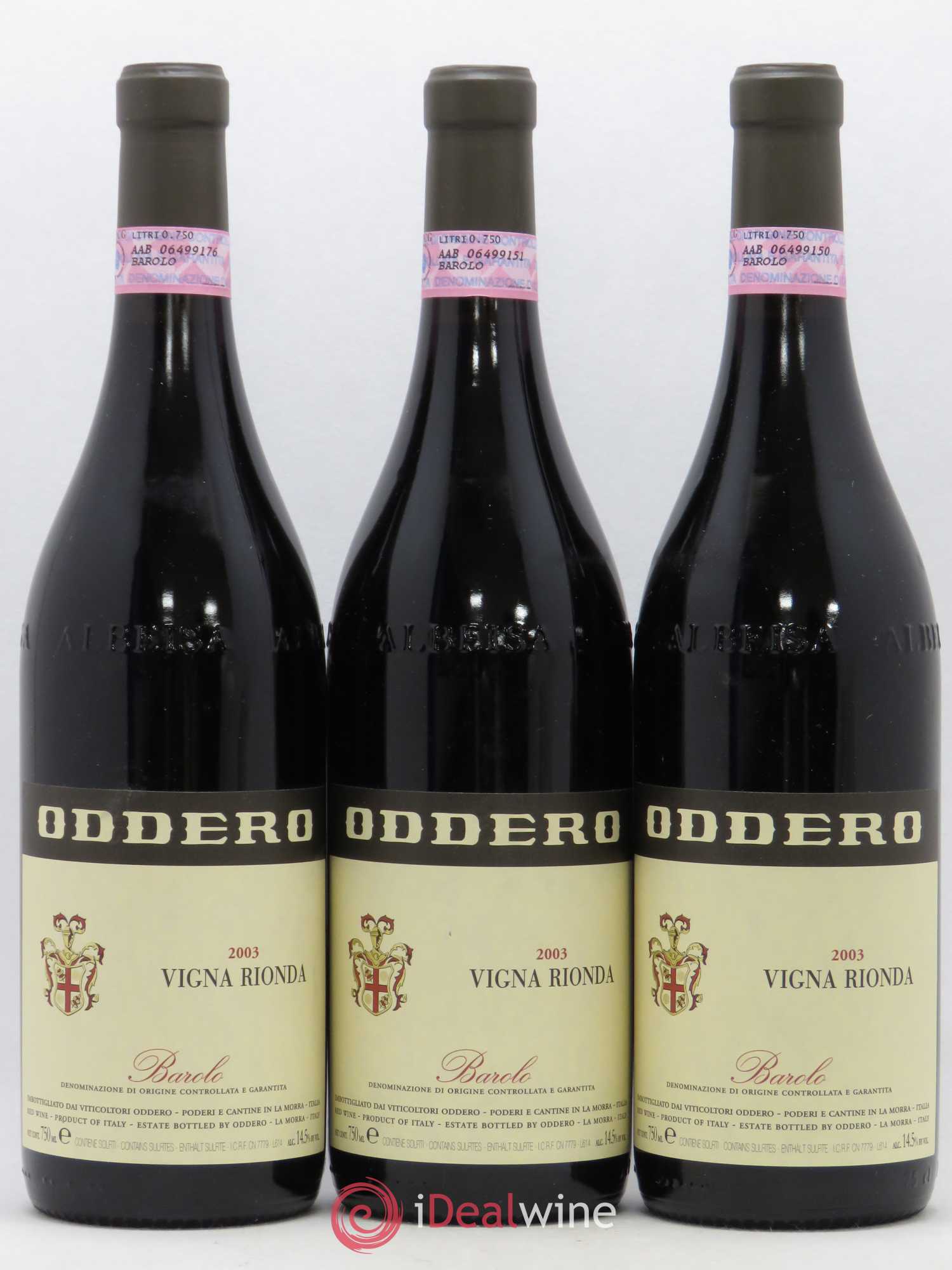 Barolo Vigna Rionda Poderi Oddero 2003 - Lot of 3 bottles - 0