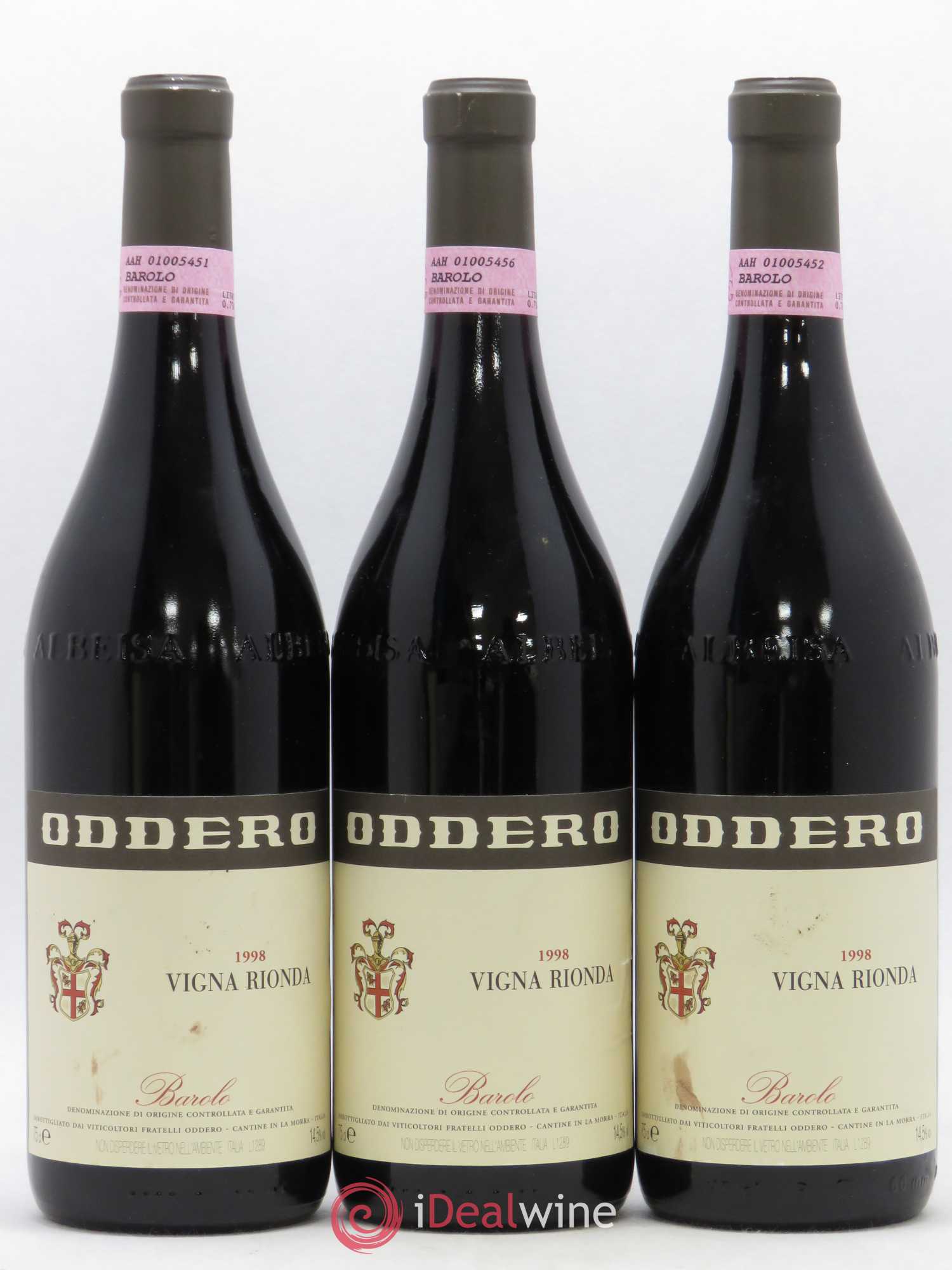 Barolo Vigna Rionda Poderi Oddero 1998 - Lot of 3 bottles - 0