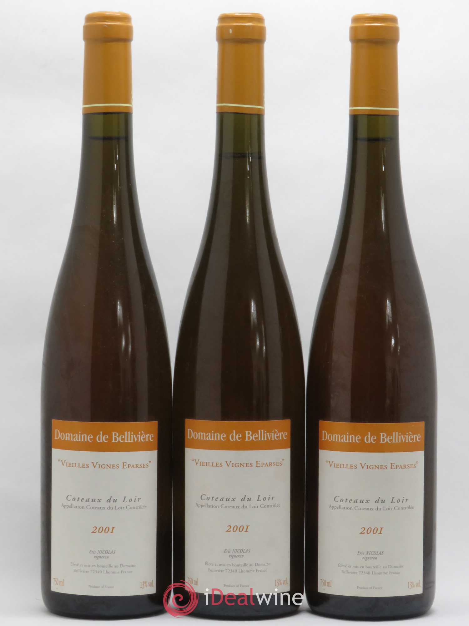Coteaux du Loir Vieilles Vignes Eparses Domaine de Bellivière 2001 - Lot de 3 bouteilles - 0