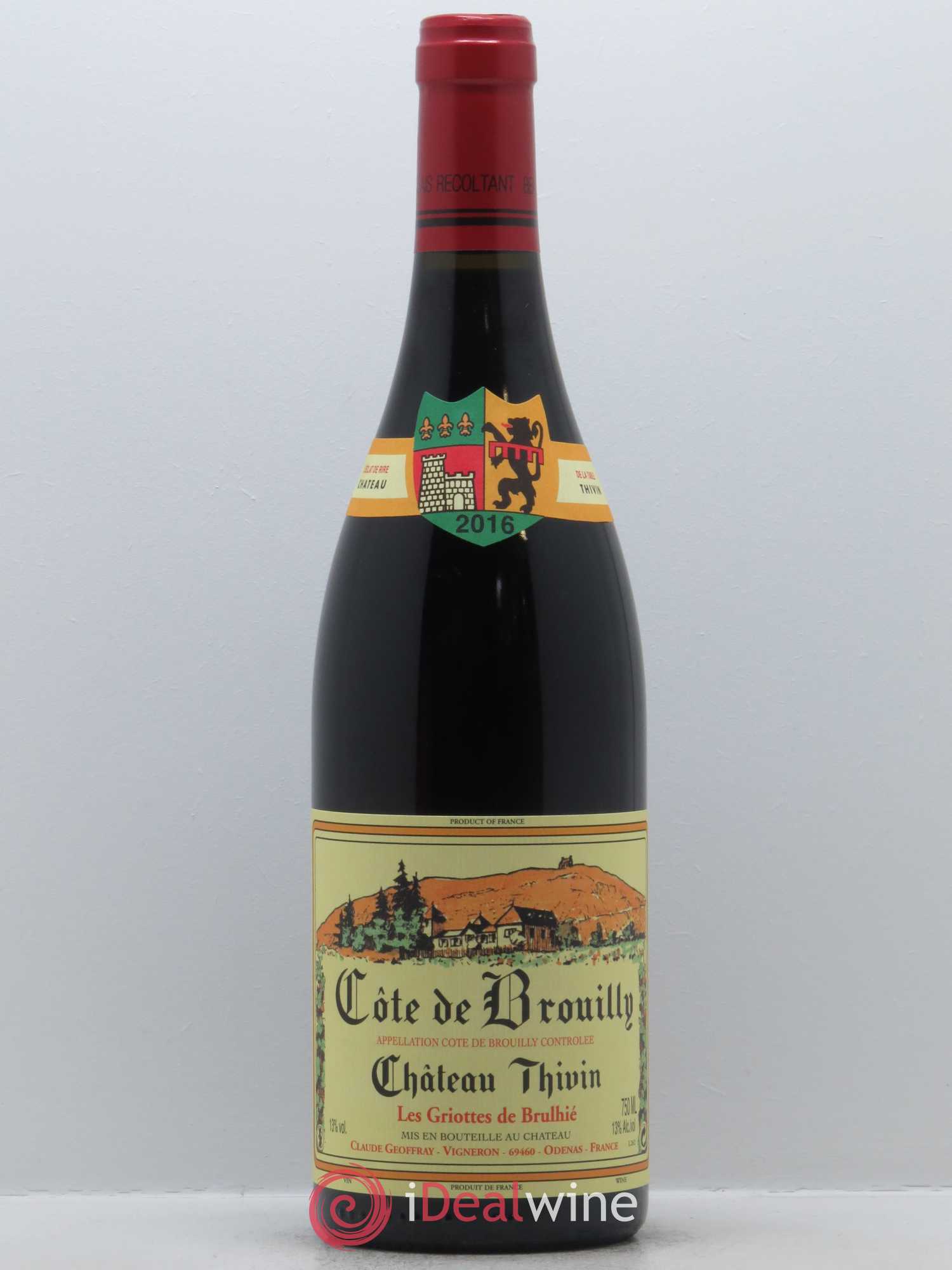 Côte de Brouilly Les Griottes de Brulhié Château Thivin 2016 - Lot de 1 bouteille - 0
