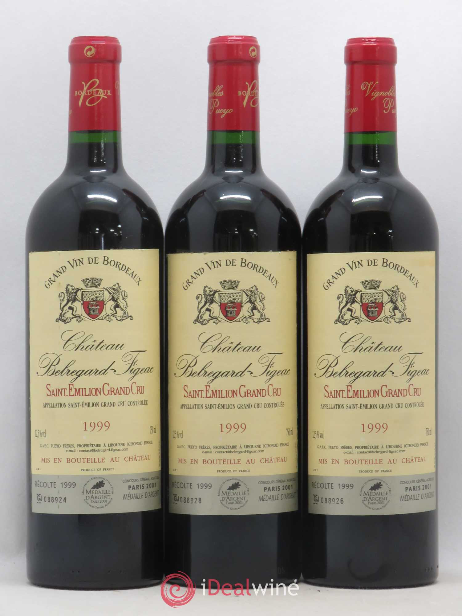 Saint-Émilion Château Belregard-Figeac 1999 - Lot de 6 bouteilles - 1