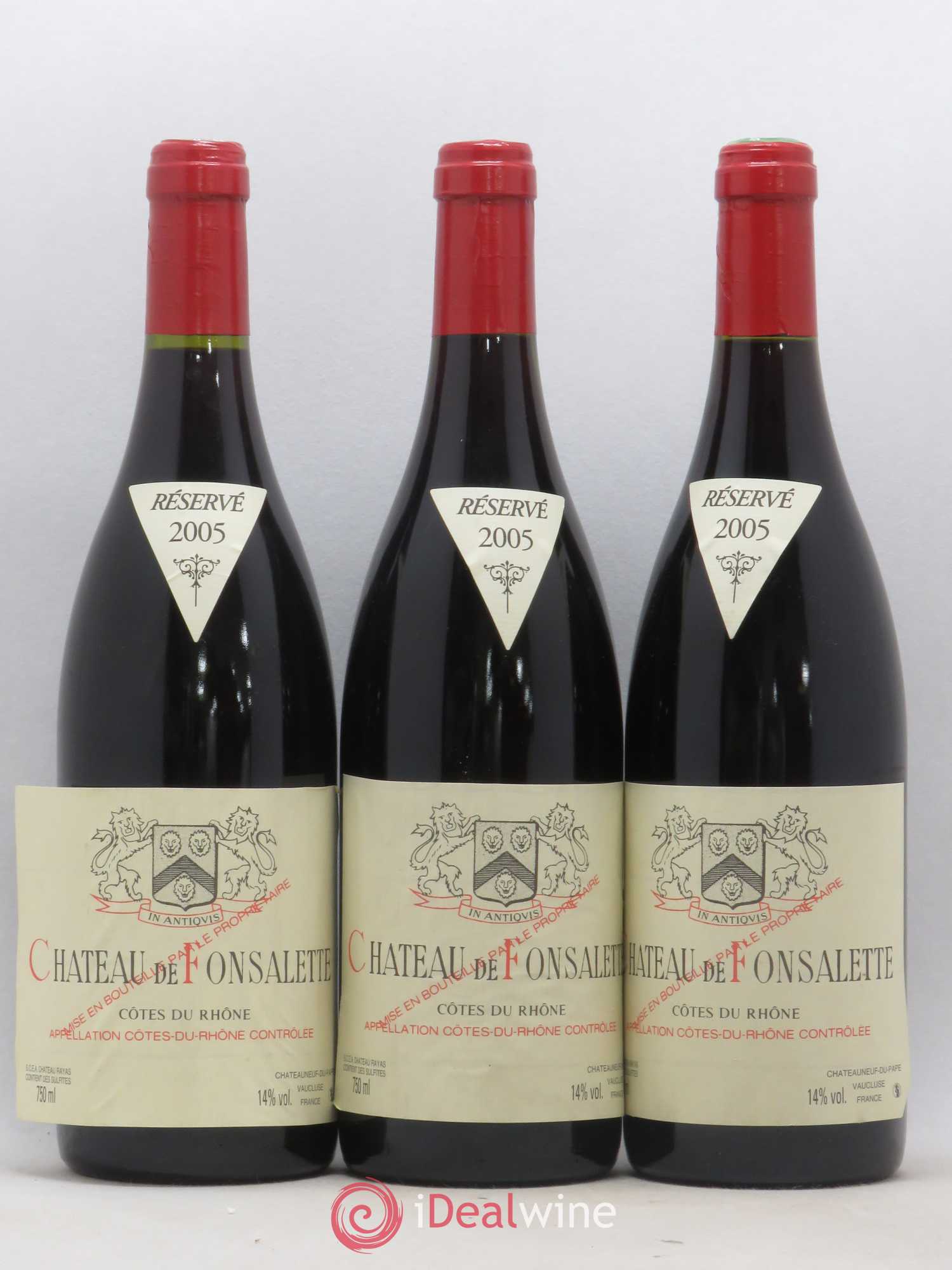Côtes-du-Rhône Château de Fonsalette Emmanuel Reynaud 2005 - Lot de 3 bouteilles - 0