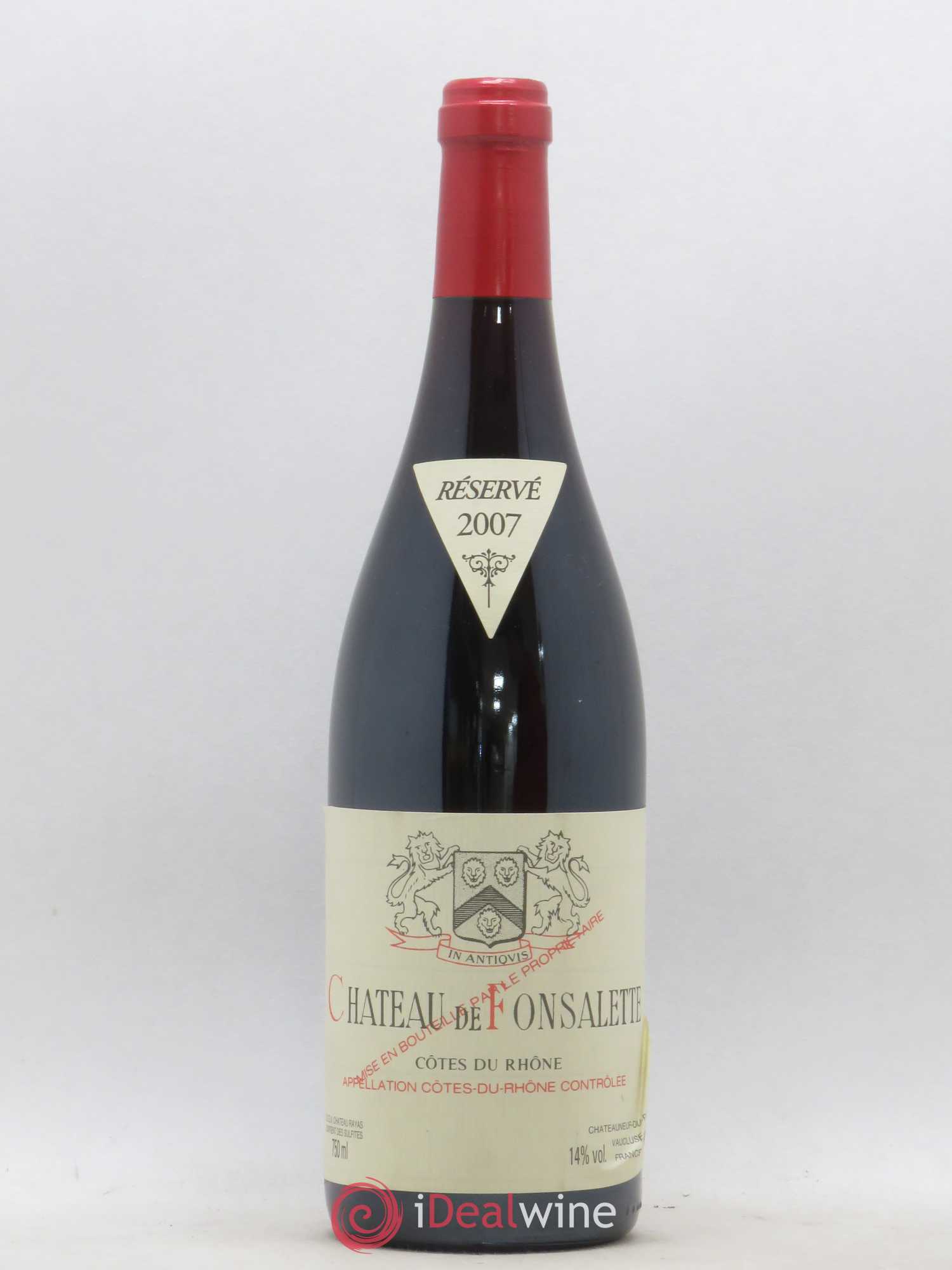 Côtes-du-Rhône Château de Fonsalette Emmanuel Reynaud 2007 - Lot de 1 bouteille - 0