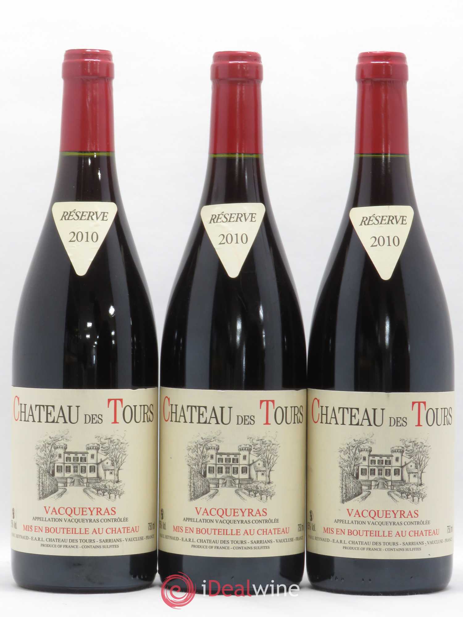 Vacqueyras Château des Tours Emmanuel Reynaud 2010 - Lot de 3 bouteilles - 0