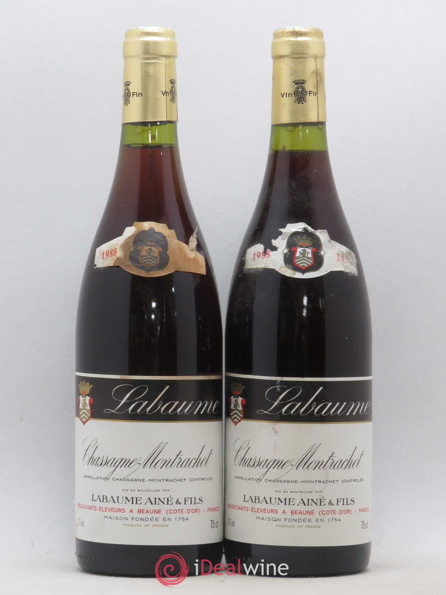Chassagne-Montrachet Labaunne Aine Et Fils 1988 - Lot de 2 bouteilles - 0