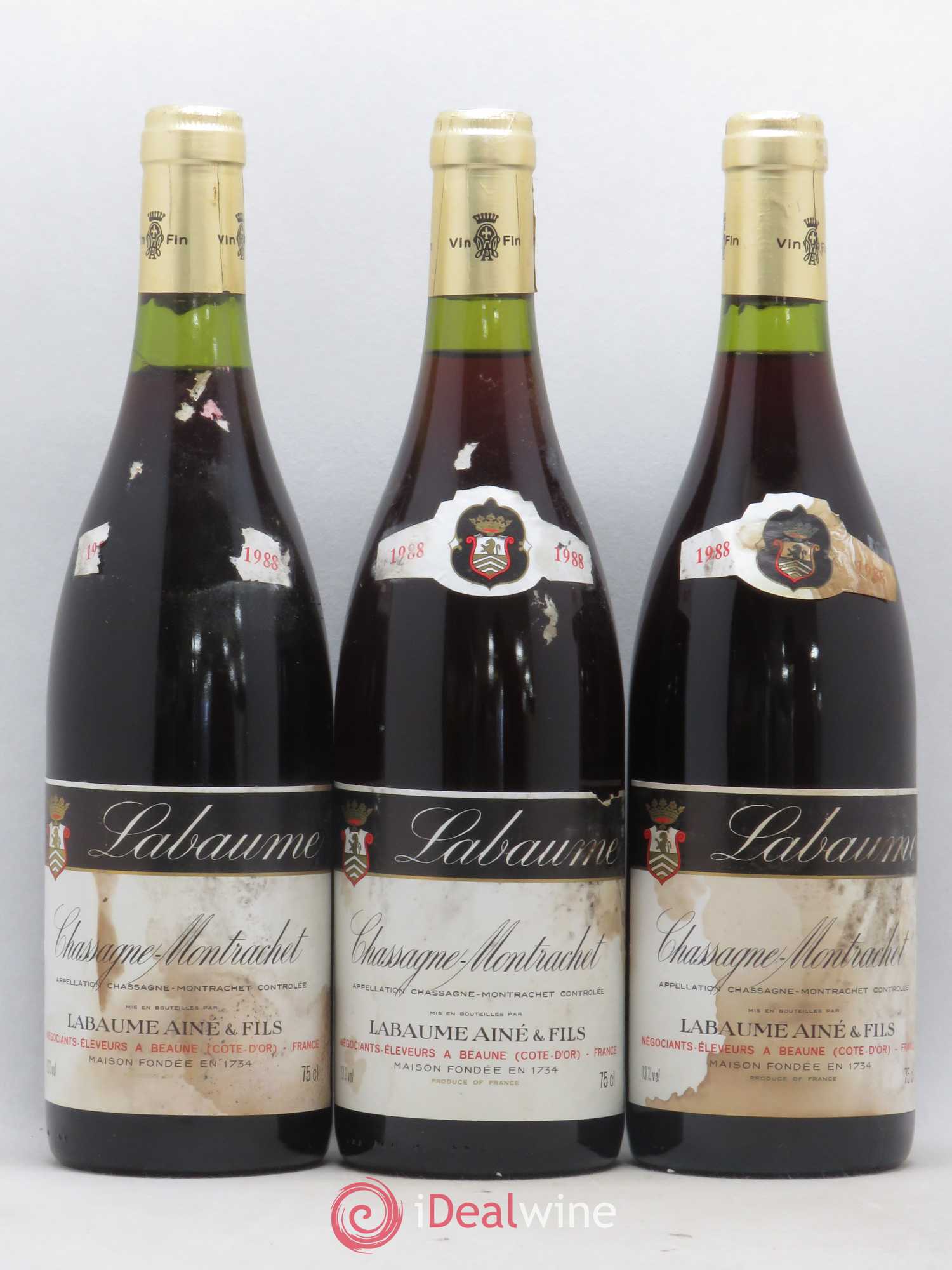 Chassagne-Montrachet Labaume Aine Et Fils 1988 - Posten von 3 Flaschen - 0