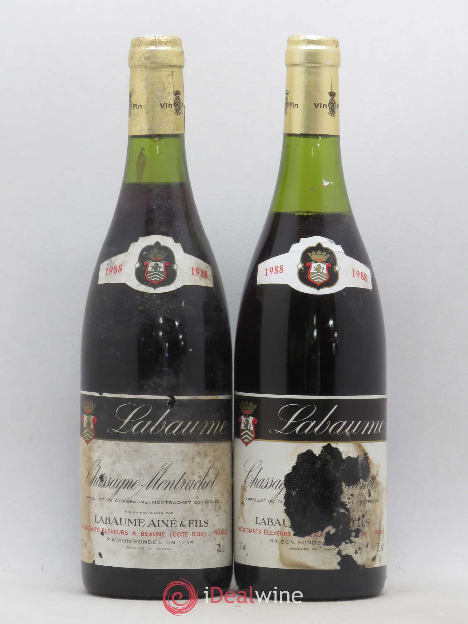Chassagne-Montrachet Labaume Aine Et Fils 1988 - Posten von 2 Flaschen - 0