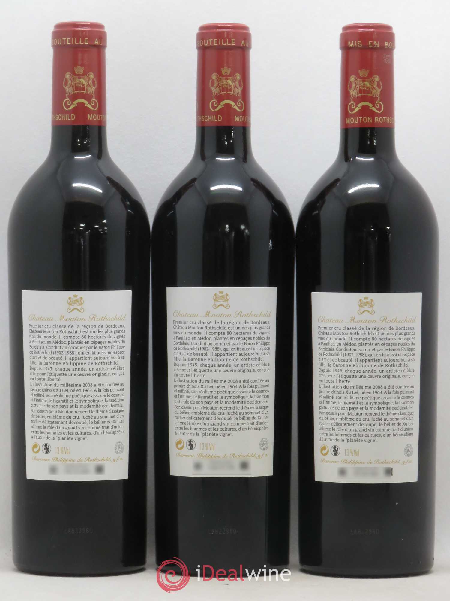 Château Mouton Rothschild 1er Grand Cru Classé 2008 - Lot de 3 bouteilles - 1