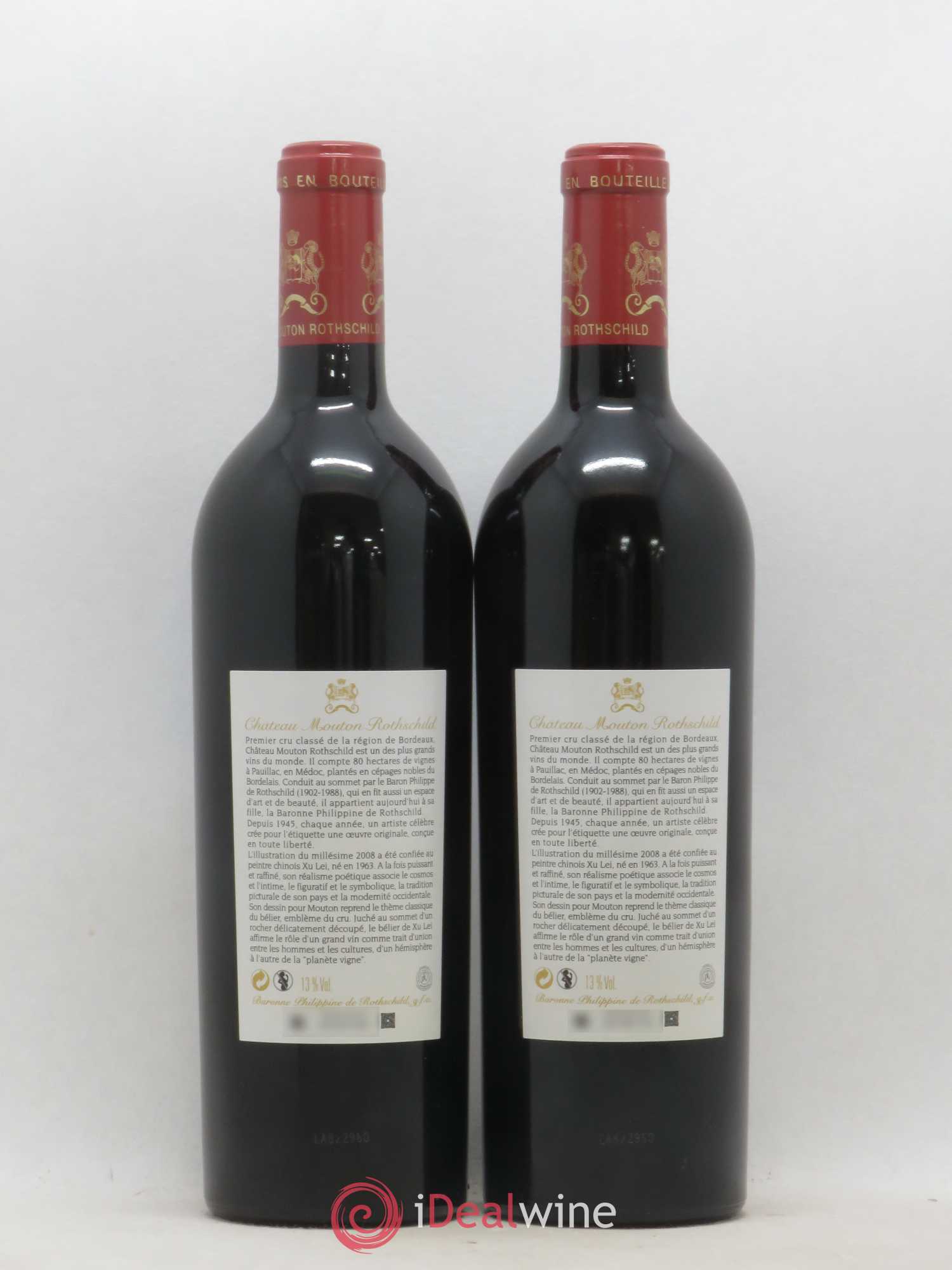 Château Mouton Rothschild 1er Grand Cru Classé 2008 - Lot de 2 bouteilles - 1
