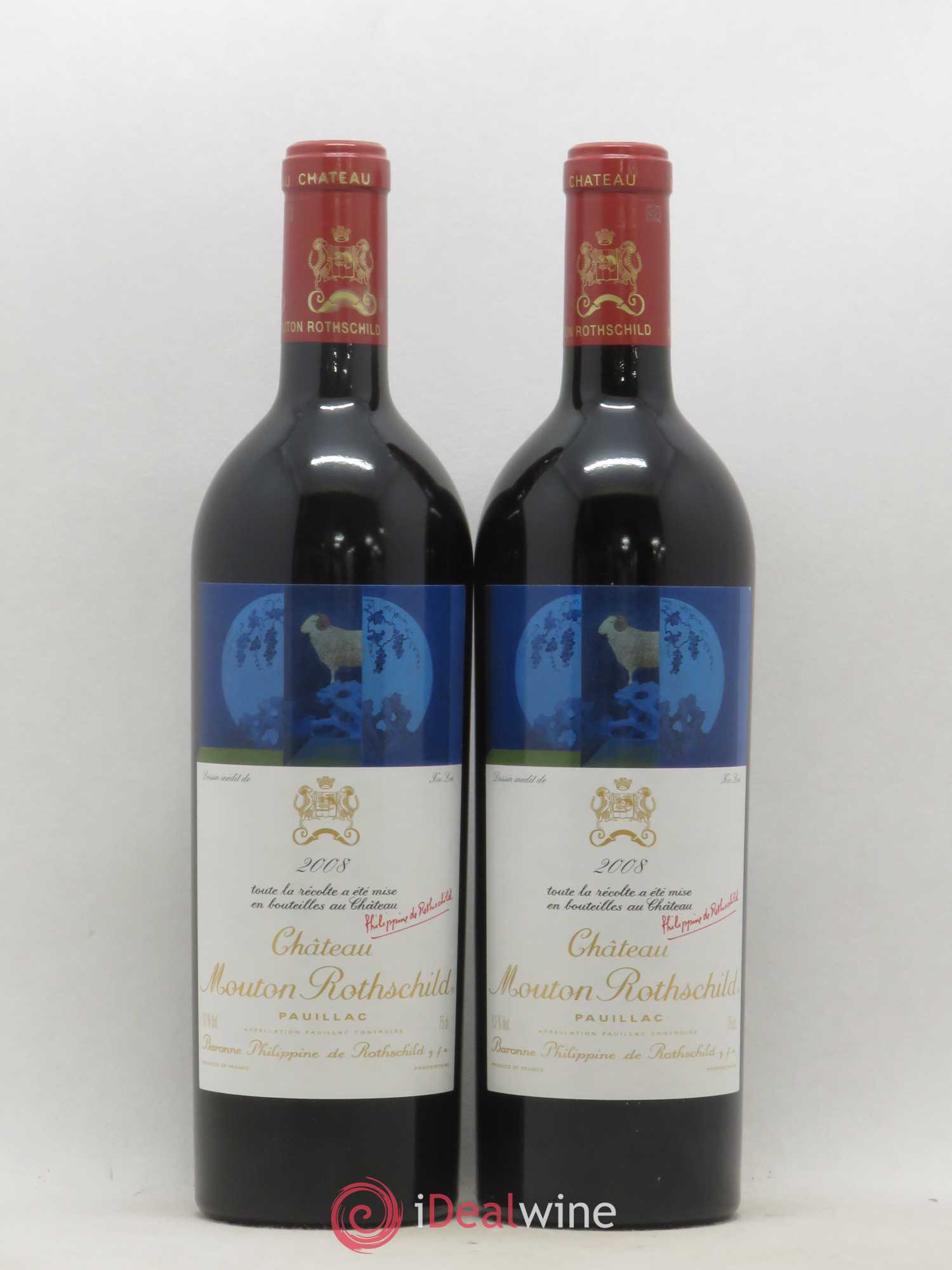 Château Mouton Rothschild 1er Grand Cru Classé 2008 - Lot de 2 bouteilles - 0