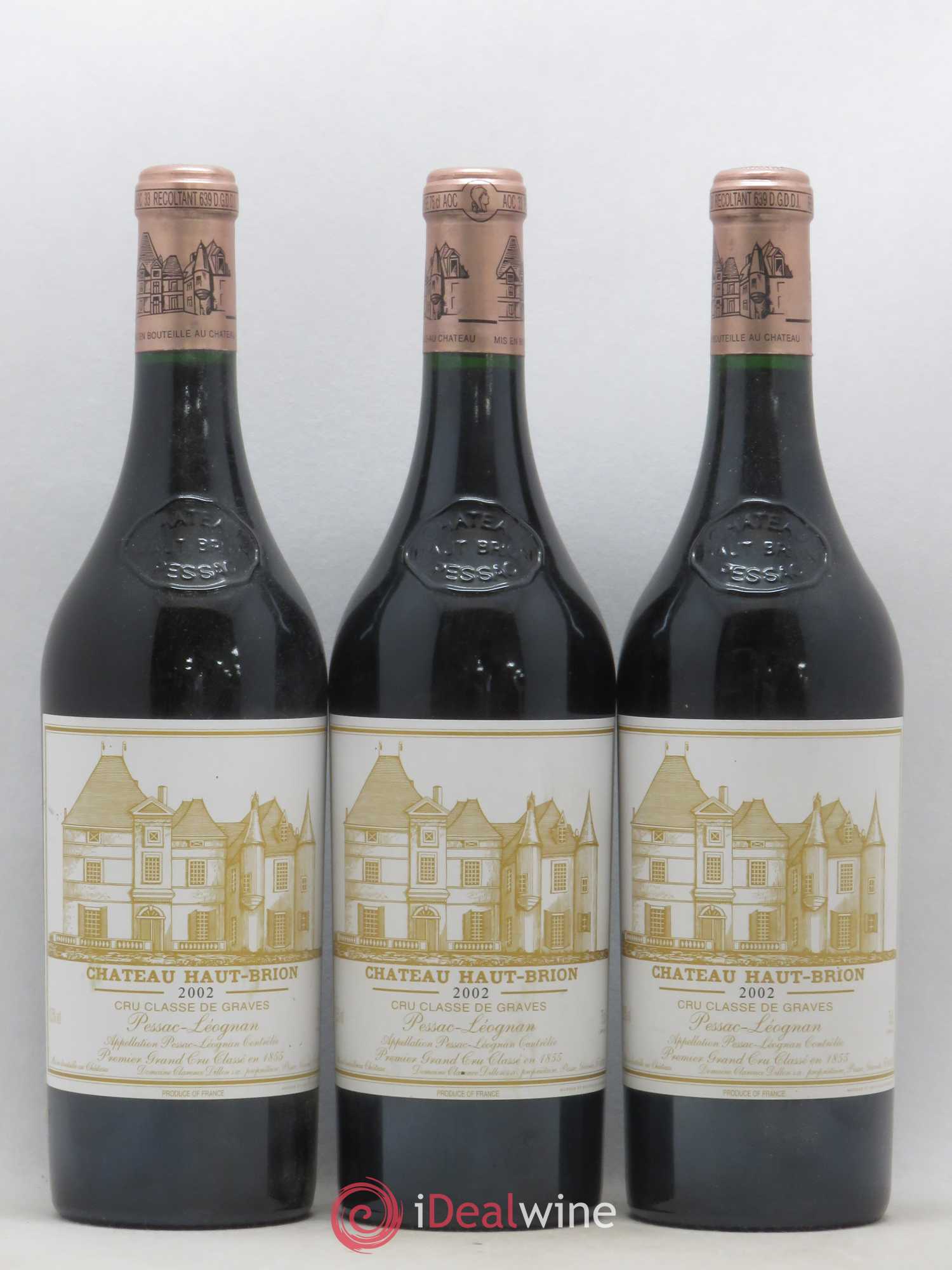 Château Haut Brion 1er Grand Cru Classé 2002 - Lot de 3 bouteilles - 0