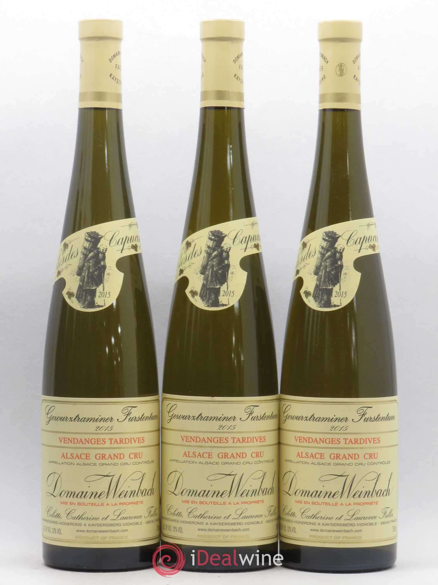 Alsace Gewurztraminer Grand Cru Furstentum Vendanges Tardives Weinbach (Domaine) 2015 - Lotto di 3 bottiglie - 0