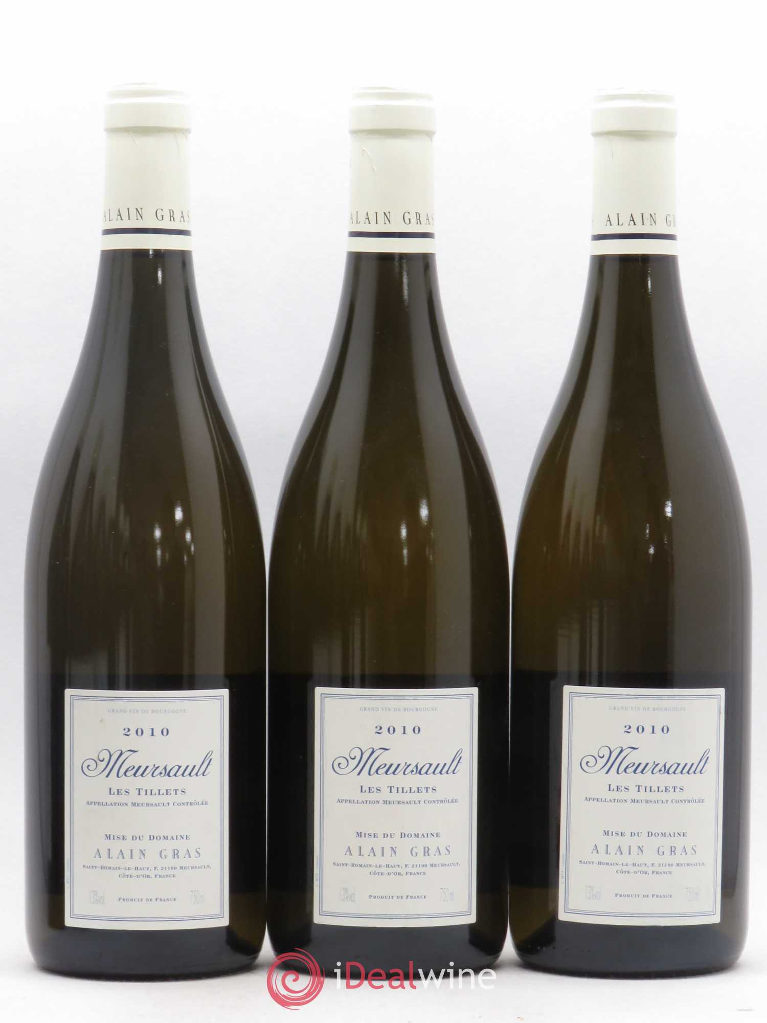 Meursault Les Tillets Alain Gras 2010 - Lot de 3 bouteilles - 1