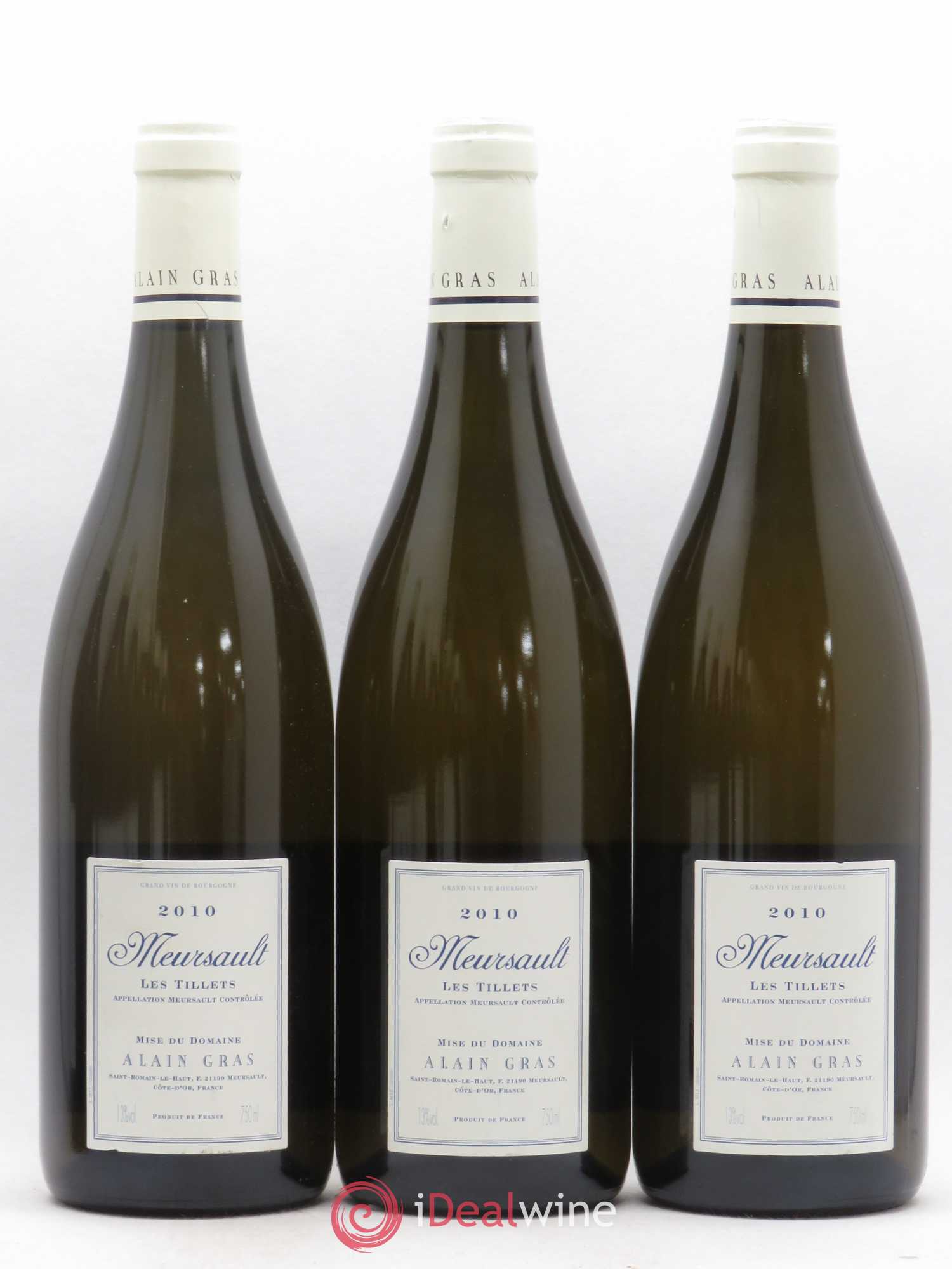 Meursault Les Tillets Alain Gras 2010 - Lot de 3 bouteilles - 1