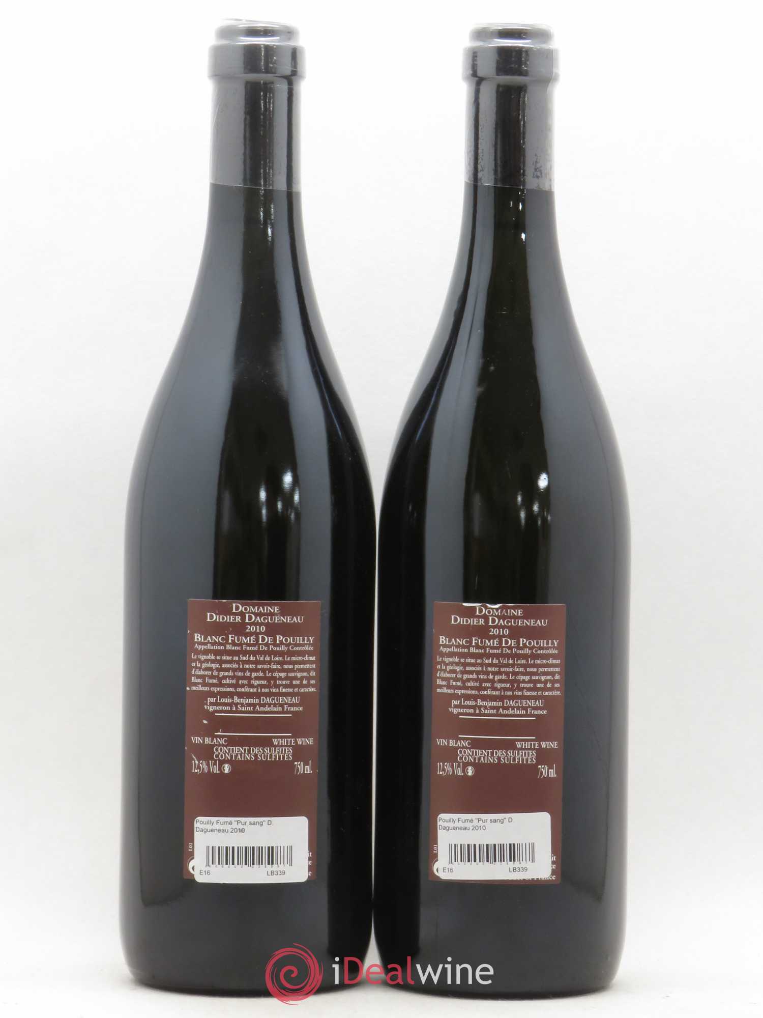 Vin de France (anciennement Pouilly-Fumé) Pur Sang Dagueneau (Domaine Didier - Louis-Benjamin) 2010 - Lot de 2 bouteilles - 1