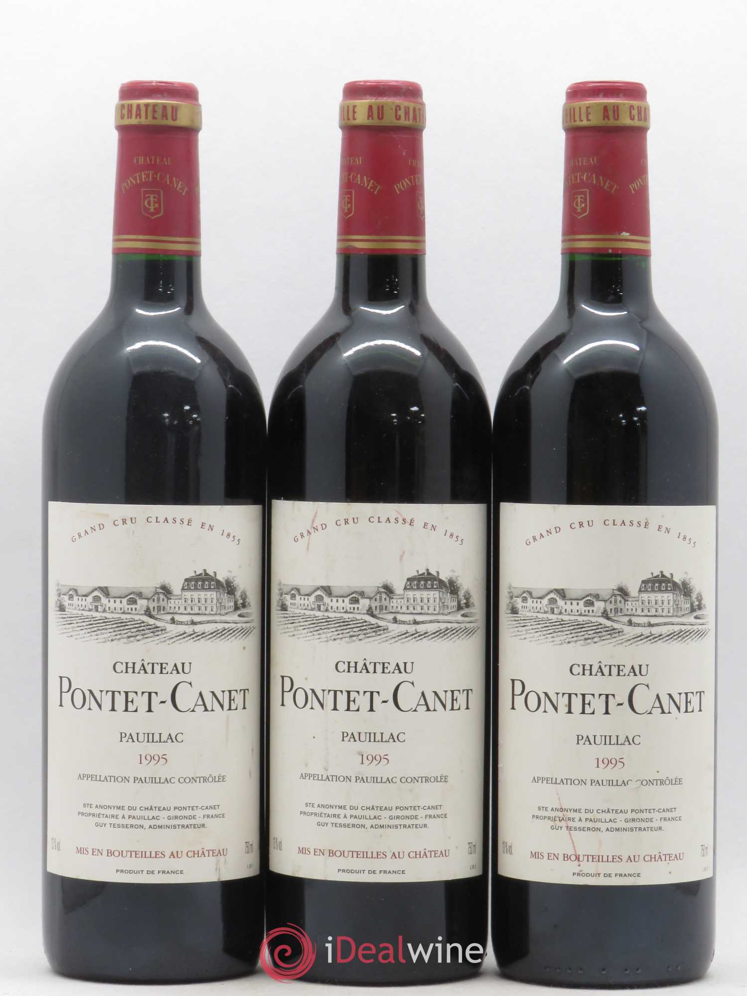 Château Pontet Canet 5ème Grand Cru Classé 1995 - Lot de 3 bouteilles - 0
