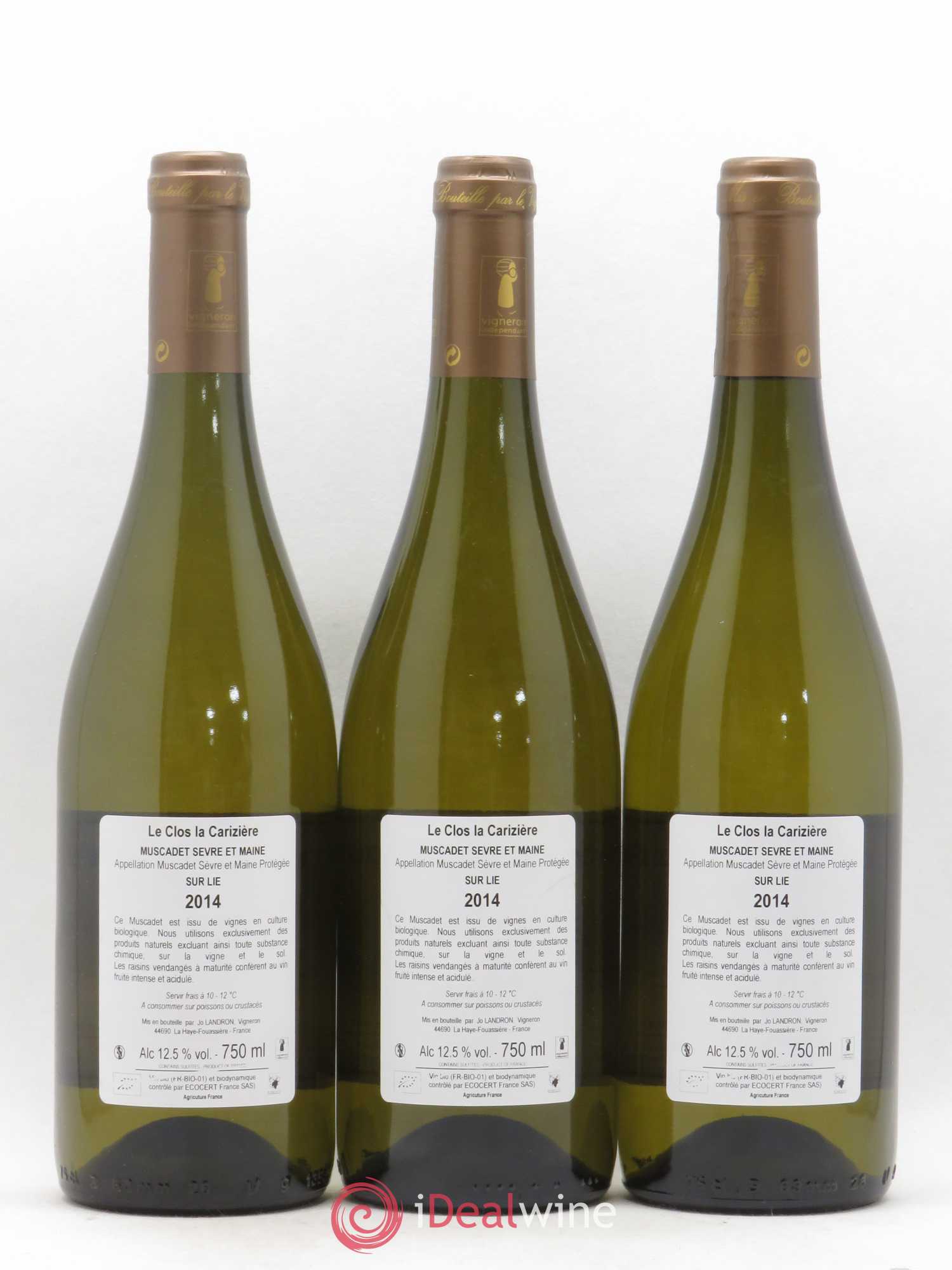 Muscadet-Sèvre-et-Maine Le Clos La Carizière Jo Landron Sur Lie 2014 - Lot de 3 bouteilles - 1