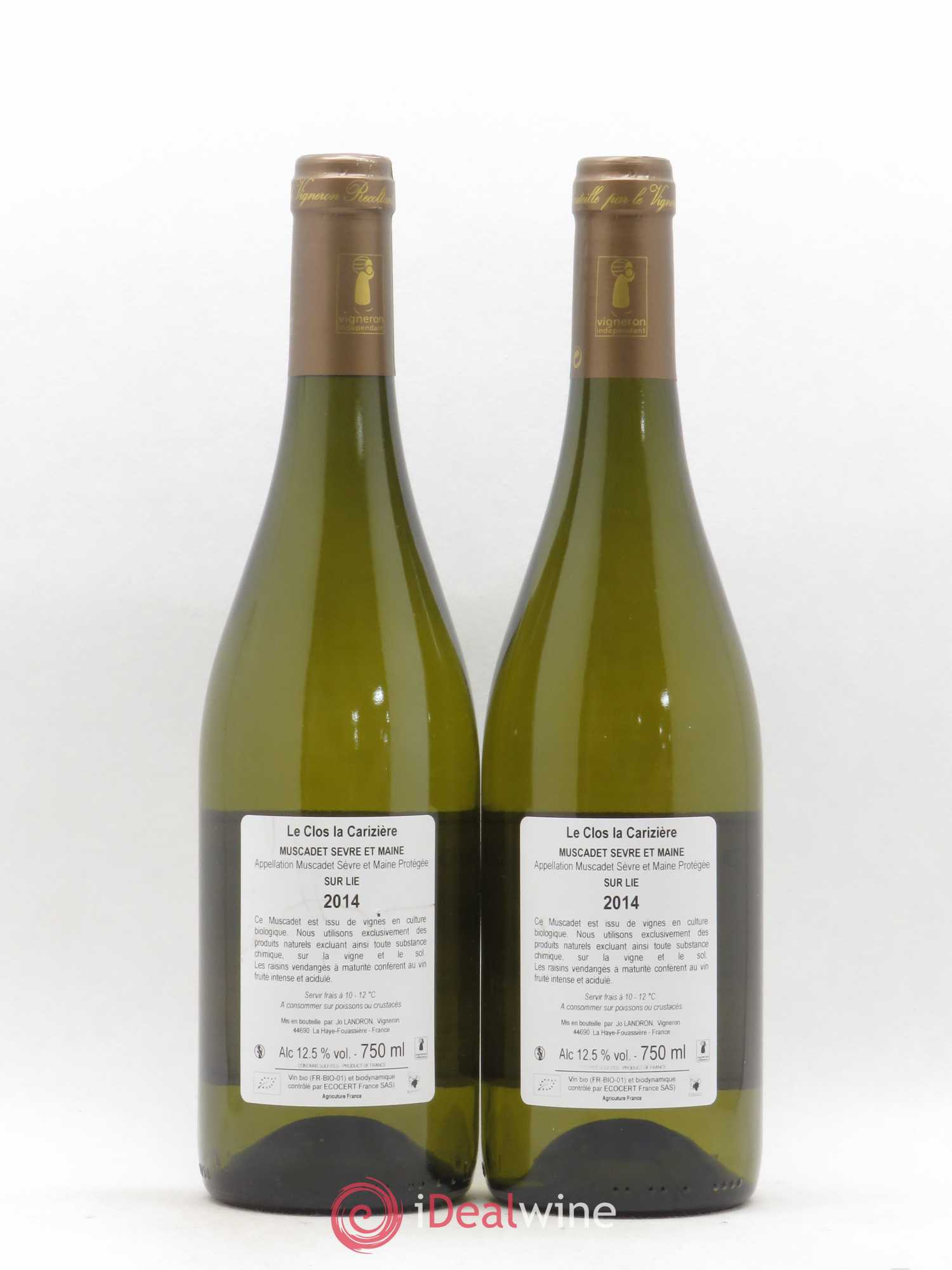 Muscadet-Sèvre-et-Maine Le Clos La Carizière Jo Landron Sur Lie 2014 - Lot de 2 bouteilles - 1