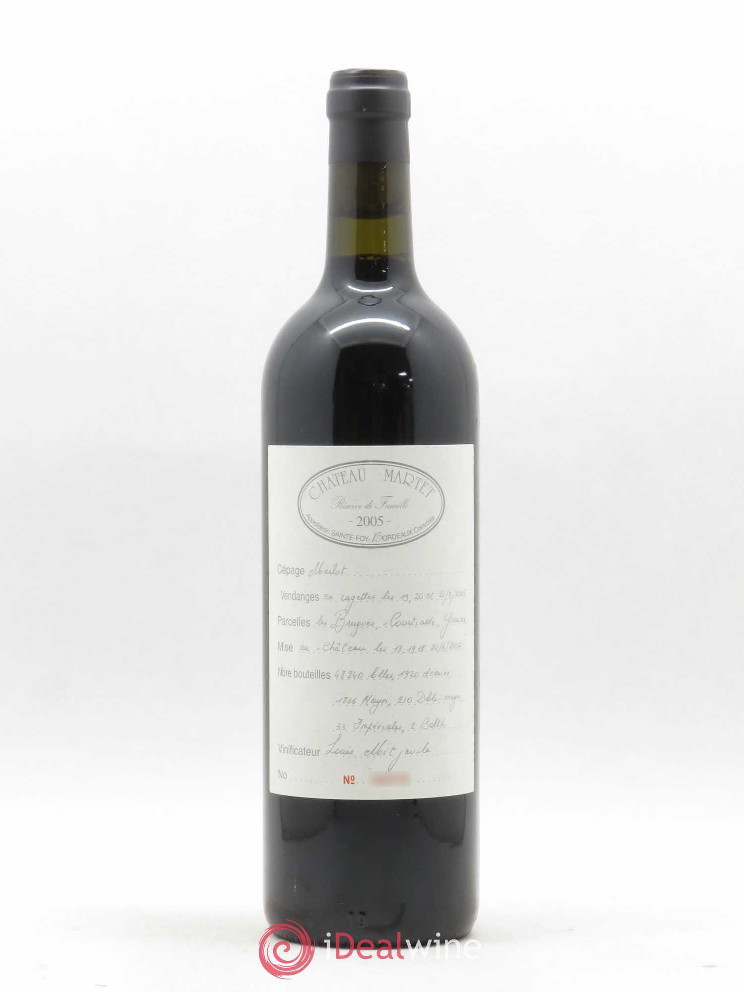 Château Martet 2005 - Lot de 1 bouteille - 0