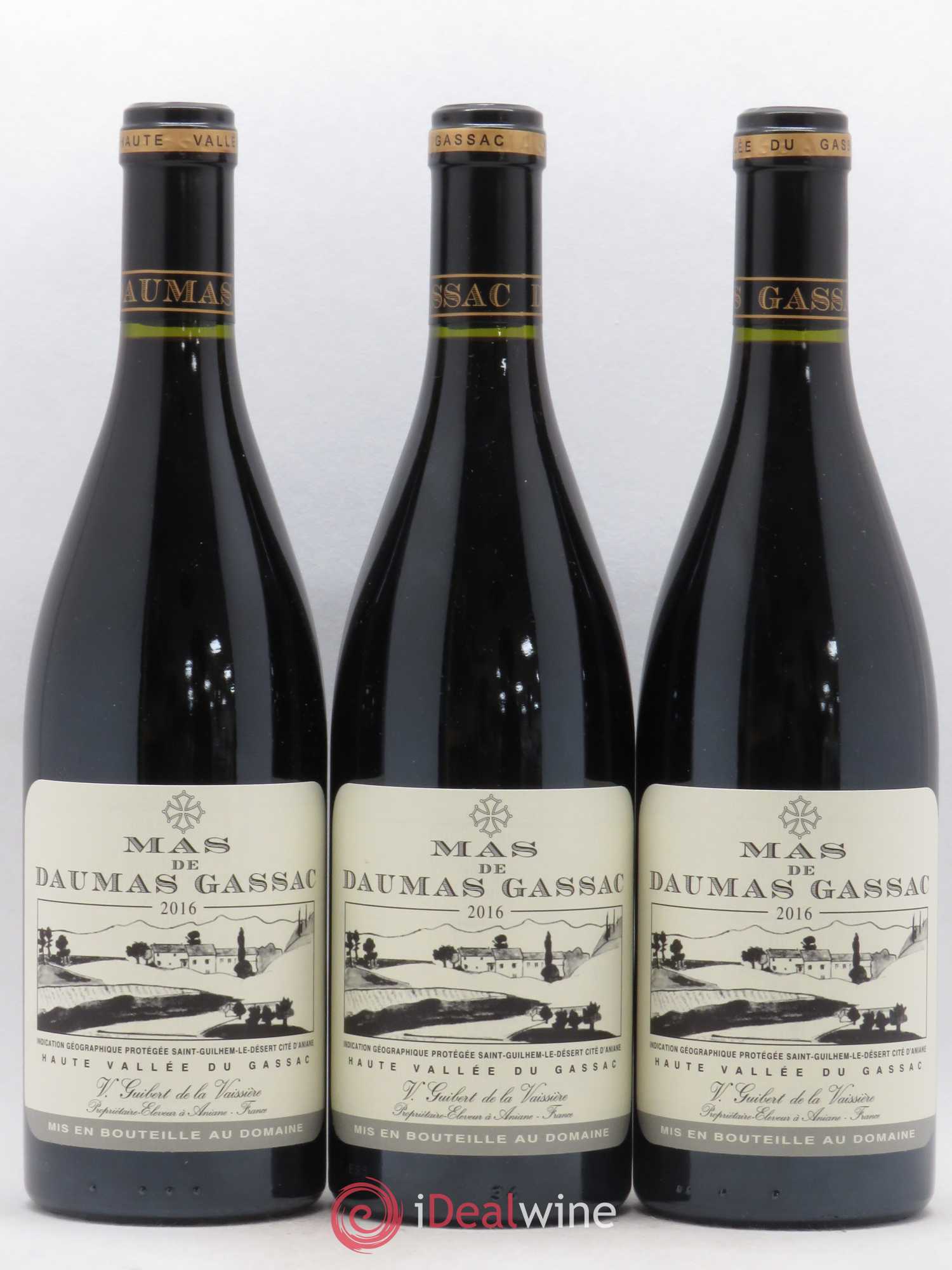 Saint-Guilhem-le-Désert - Cité d'Aniane Mas Daumas Gassac Famille Guibert de La Vaissière 2016 - Lot de 3 bouteilles - 0