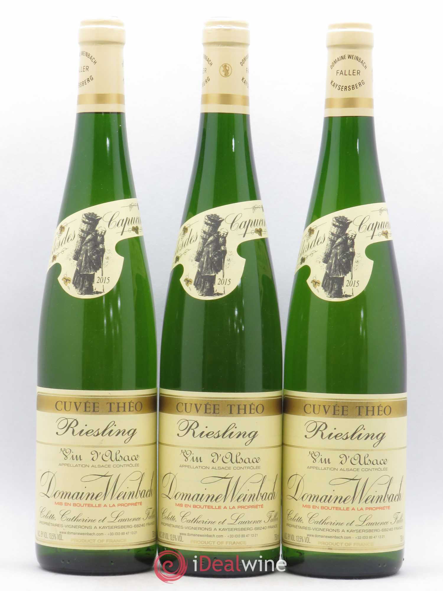 Alsace Riesling Cuvée Théo Weinbach (Domaine) 2015 - Lot de 3 bouteilles - 0